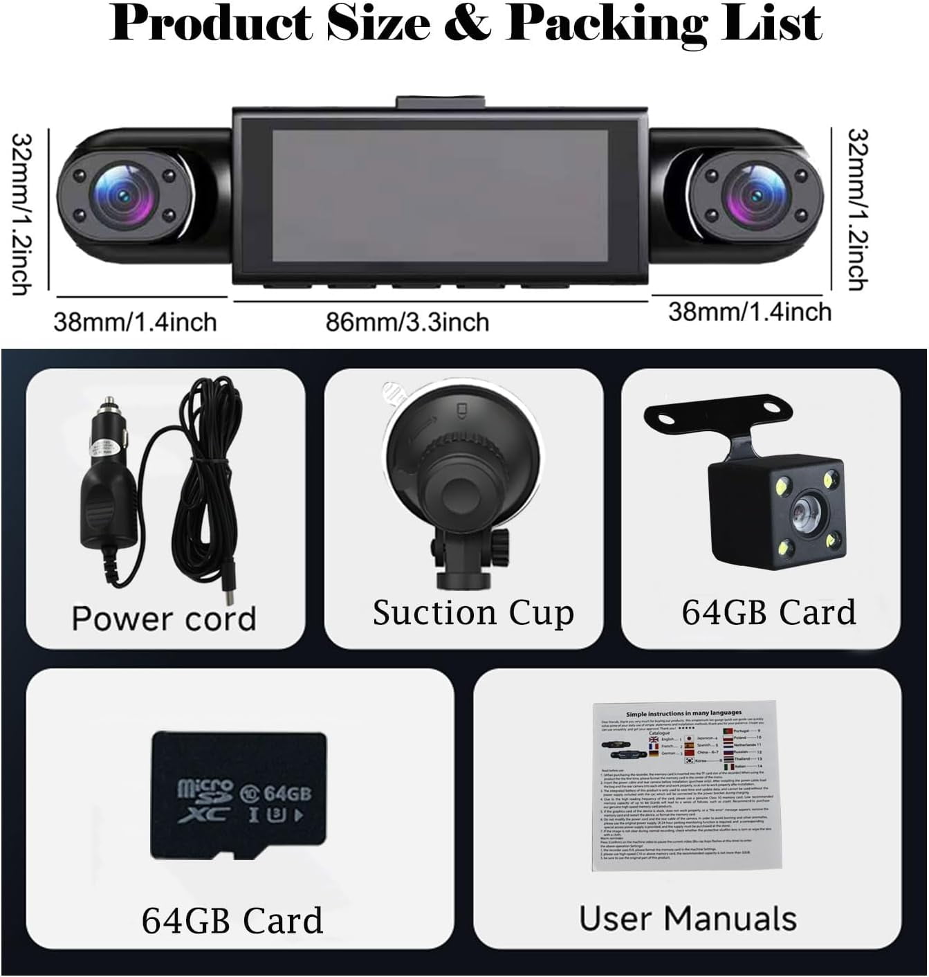 Full View Car Dashcam System, 360° 4 Channel Dash Cam Front Rear Left Right with Infrared Night Vision, 1080P Full HD Dash Camera for Cars Loop Recording & Parking Monitor. - Image 8