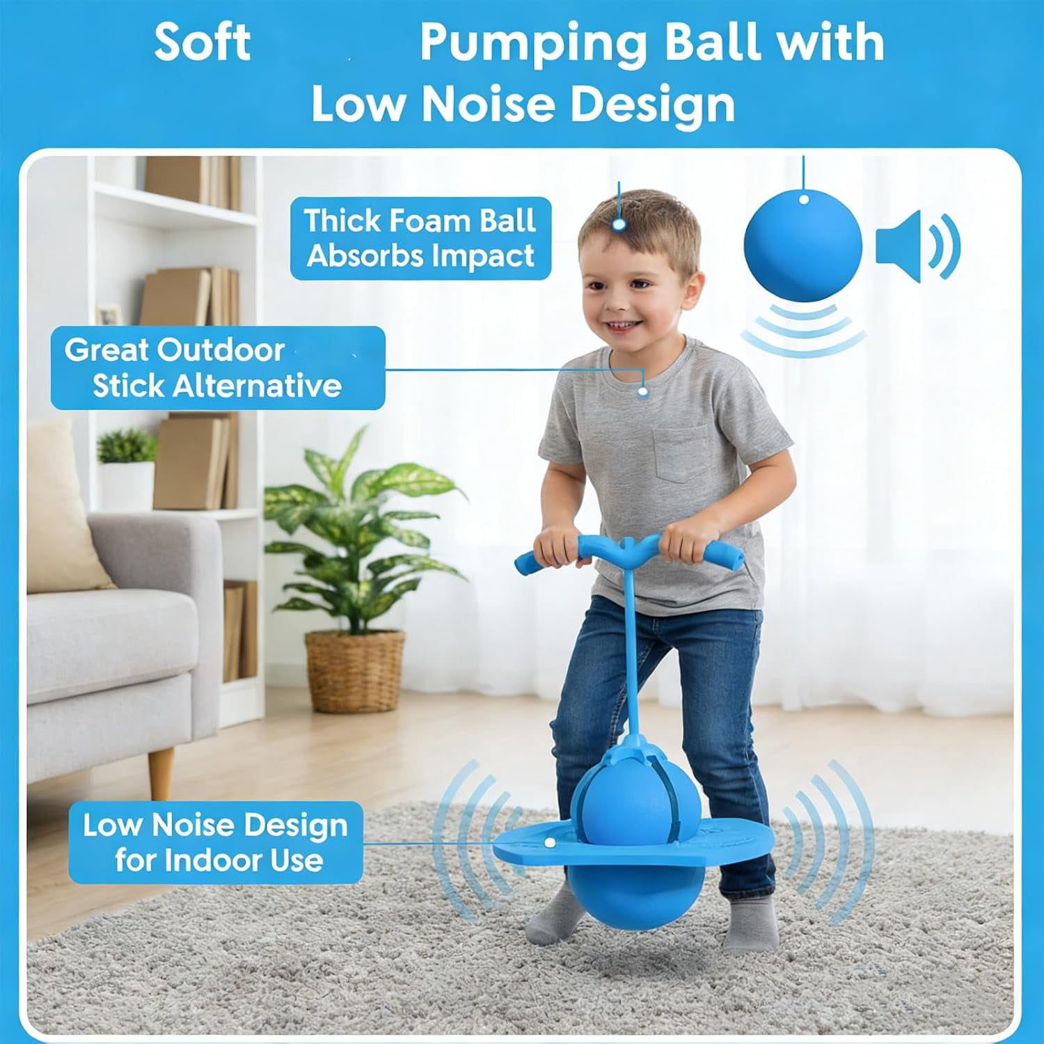 Balance Jumping Ball, Indoor & Outdoor Anti-Slip Balance Board Toy with Handle & Pump, Improve Coordination, Motor Skills and Fitness Training - Image 6