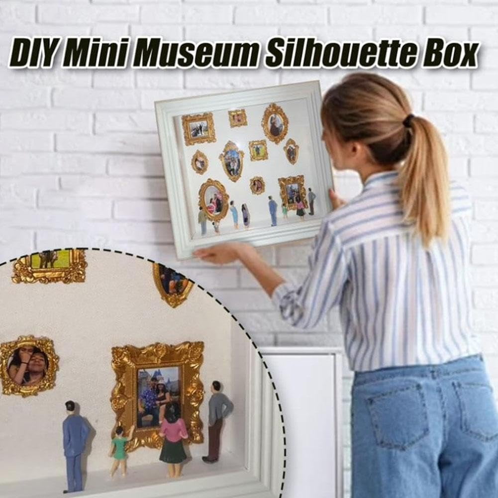 DIY Mini Museum Silhouette Box, 9.8” Creative Memory Display Shadow Box Frame Kit with Gold Mini Frames & Figurines for Valentine's Day Gift - Image 8
