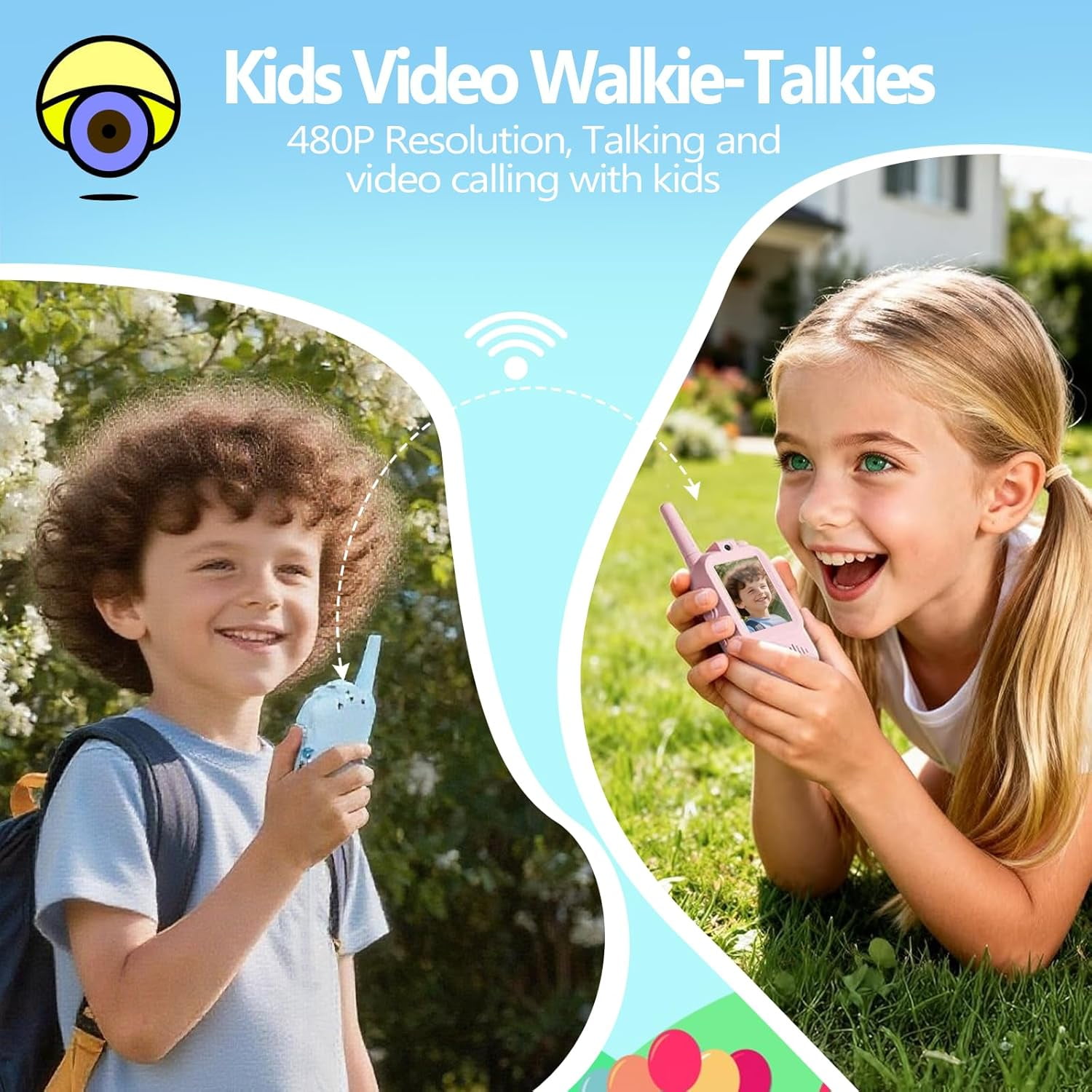 Kids Video Walkie Talkies Toys,Rechargeable, long-range calling, with HD camera and voice changer for Boys & Girls Ages 3-8 for Outdoor Play, Camping, Travel, Hiking(2pc) - Image 3