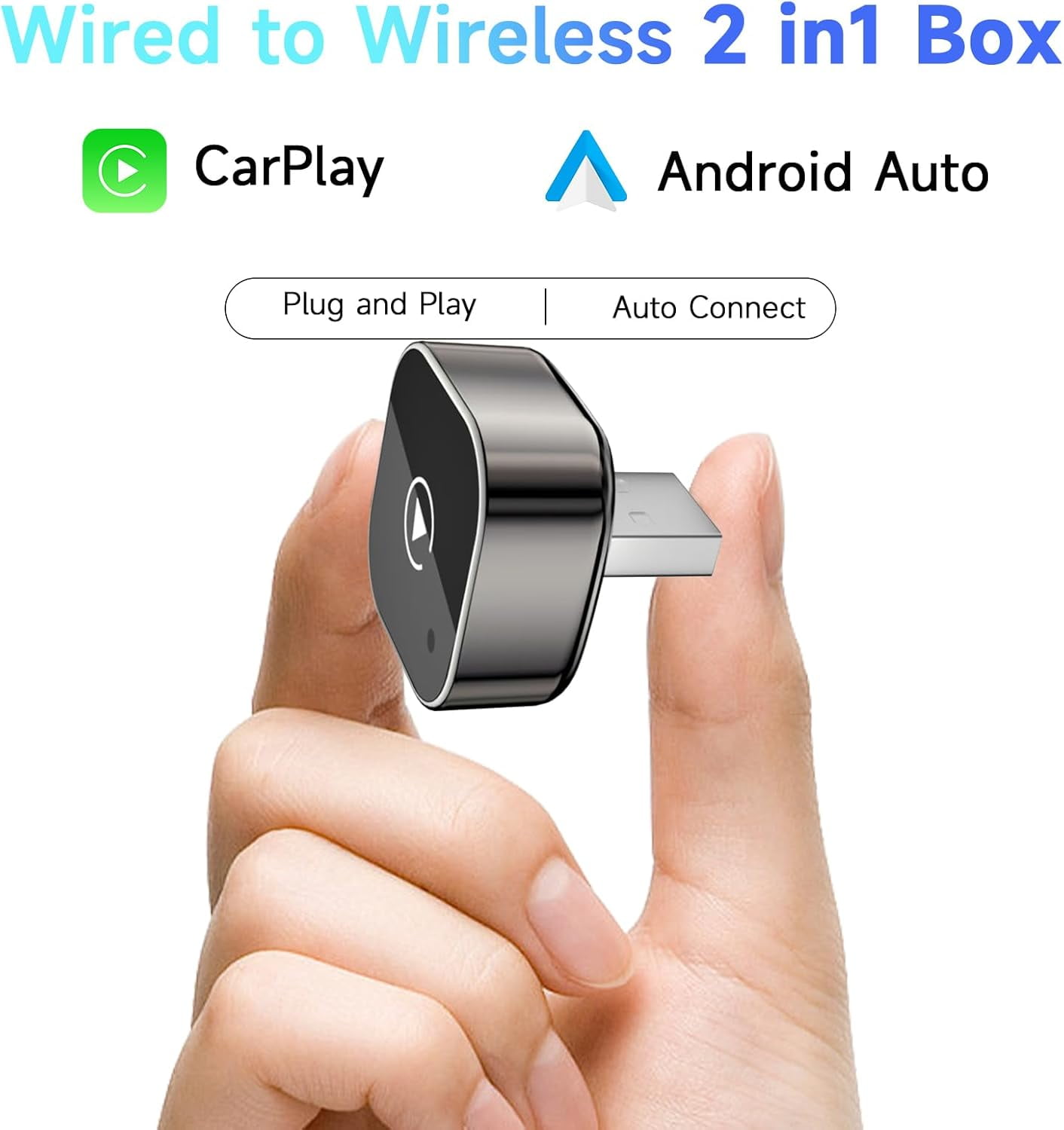 2026 Wireless Adapter, 2 in 1 Wired to Wireless Adapter for Apple CarPlay and Android Auto, Plug and Play with Stable Connection - Image 3