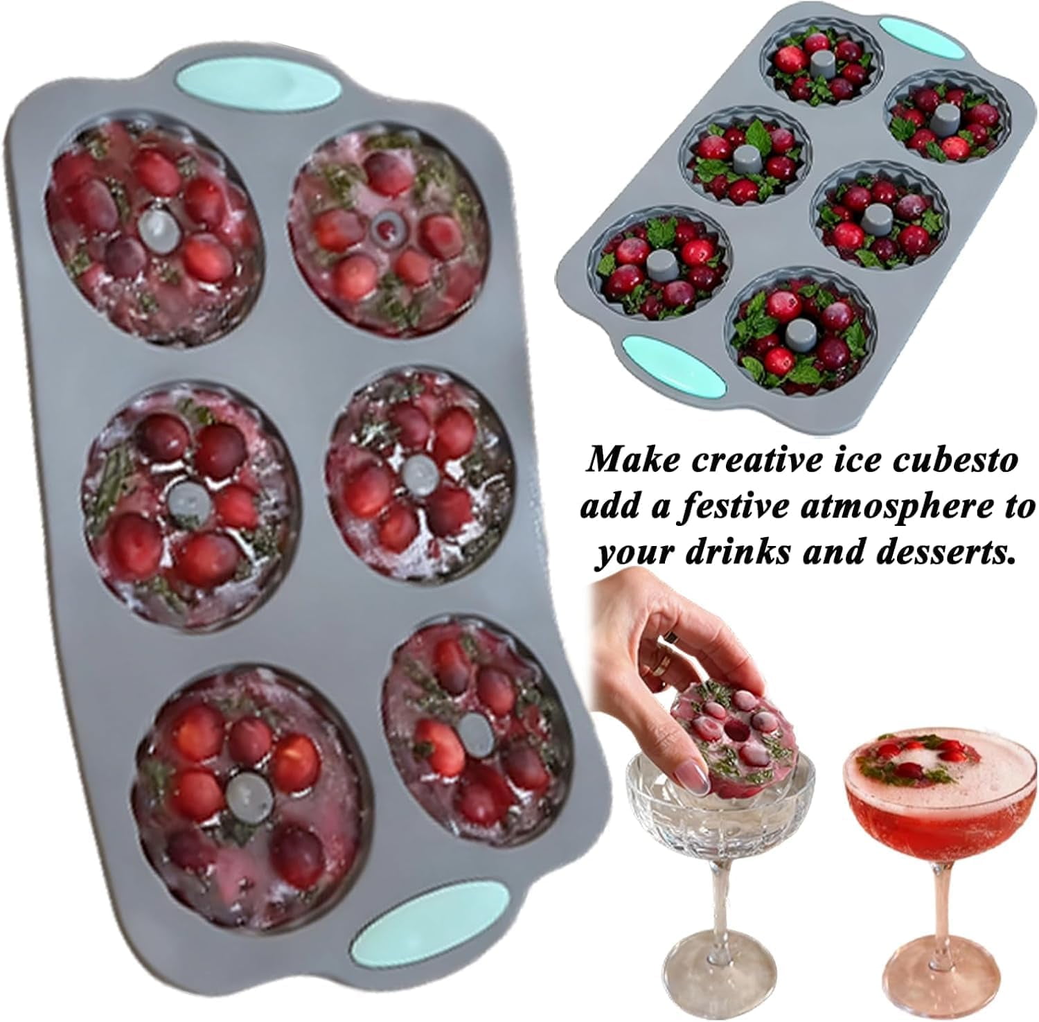 Wreath Ice Mold, 2026 New Flexible Silicone Christmas Wreath Ice Cube Tray Set with Snowflake Mold for DIY Holiday Cocktails, Whiskey & Seasonal Crafts - Image 6