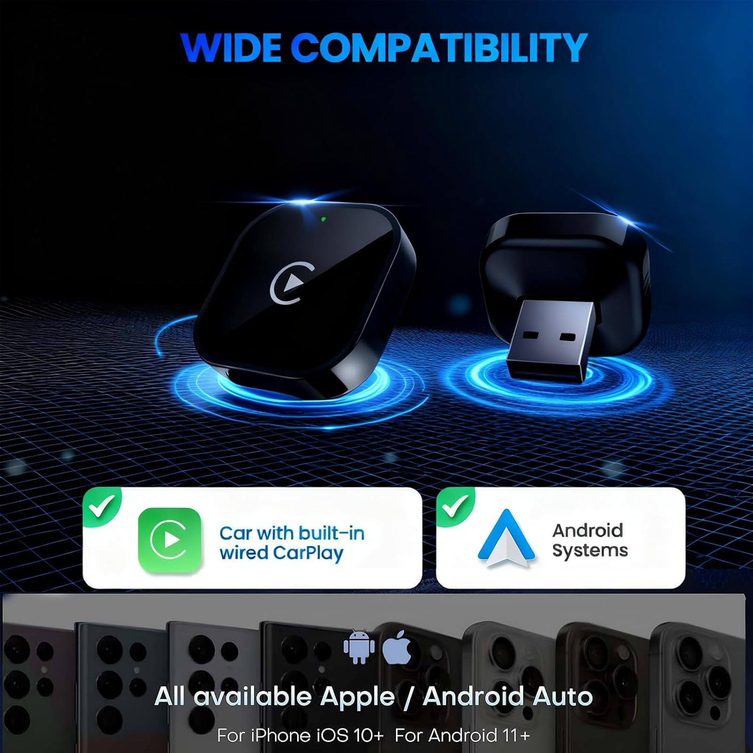 Wireless CarPlay Adapter for iPhone & Android, 2-in-1 Mini Dongle to Convert Wired to Wireless, Plug & Play for Stable Control & No Delay. - Image 8