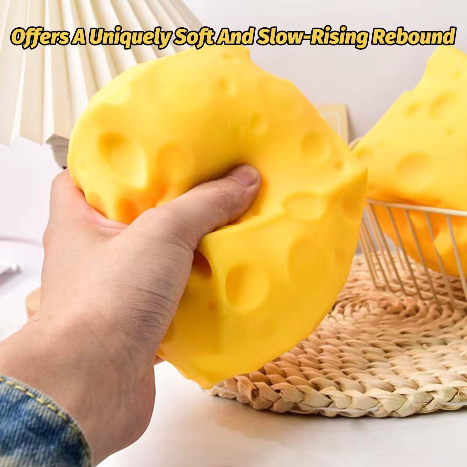 Huge Squish Cheese Cube Big, 3.93 in Extra Large Squeeze Cheese Stress Ball for Adults, Help for Relax Focus Stress Relief, Sensory Fidget Toys Favors Easter Basket Stuffers - Image 3
