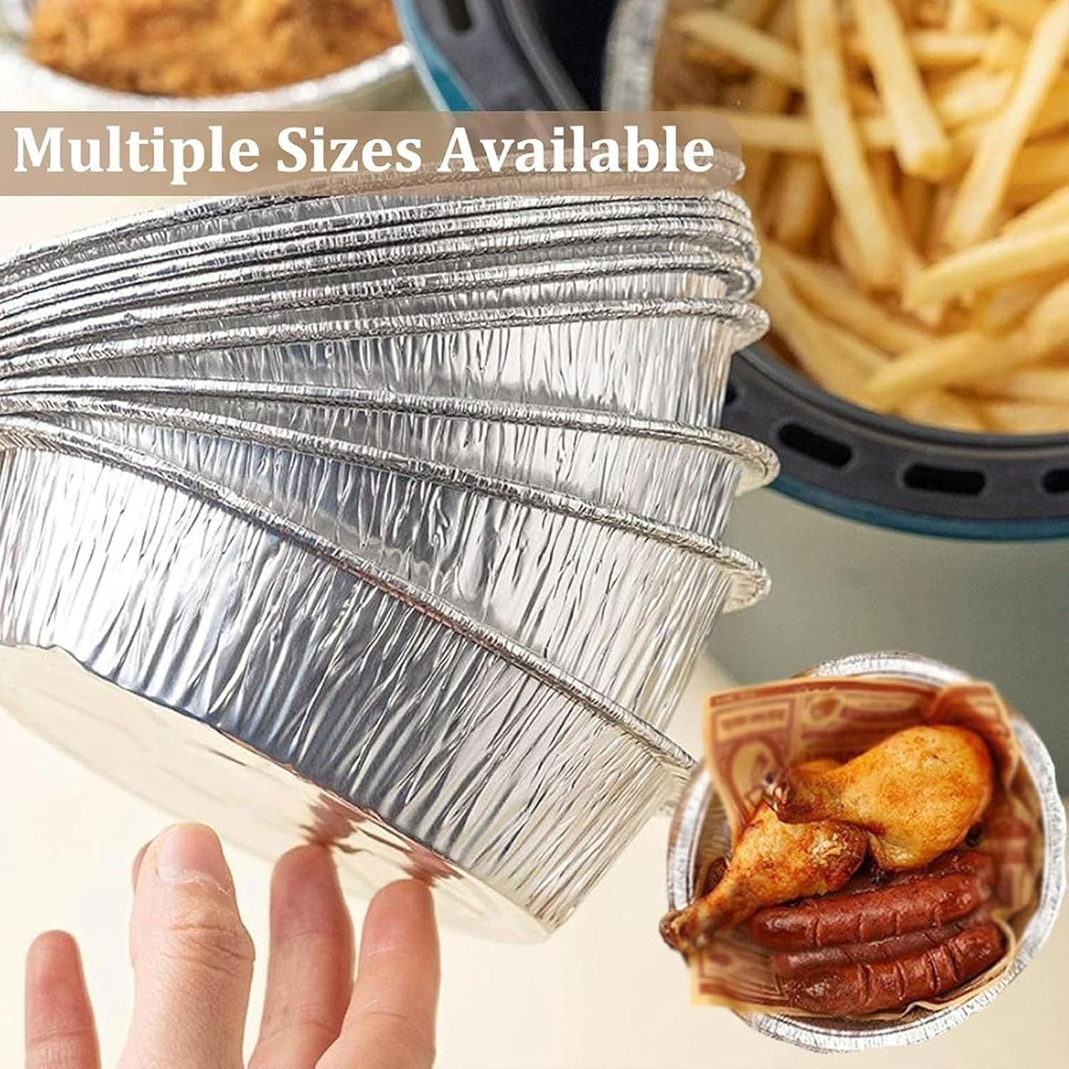 Reusable Aluminum Foil Air Fryer Liners, Non-Stick Round Oil-Proof Liners with Edge Binding for Air Fryer, Steamer Basket, Instant Pot, Oven & Grill - Image 3