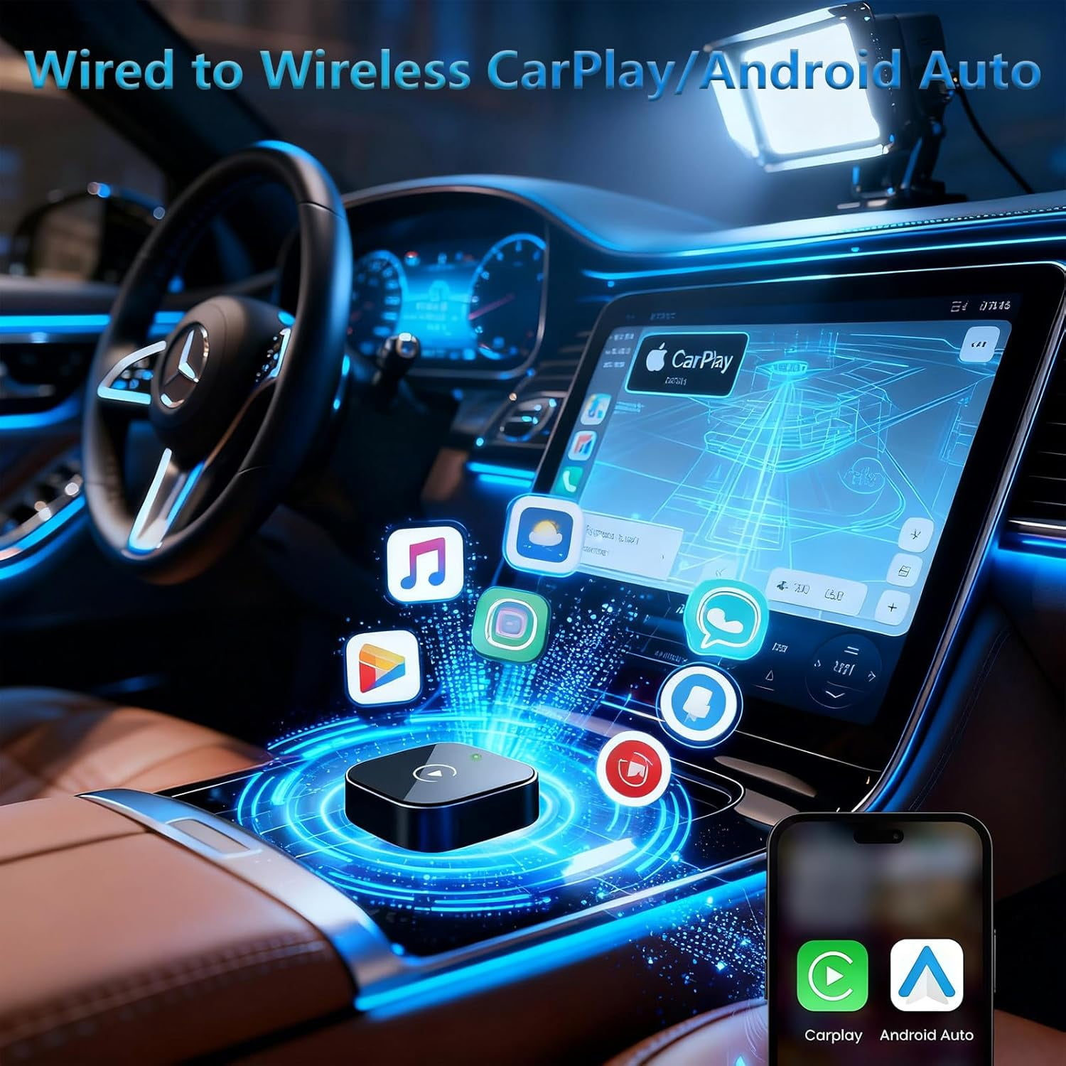 2026 Wireless Adapter, Wireless CarPlay Adapter & 2 in 1 Wired to Wireless for Apple CarPlay and Android Auto, Mini USB Design for Plug and Play Stable Connection - Image 5