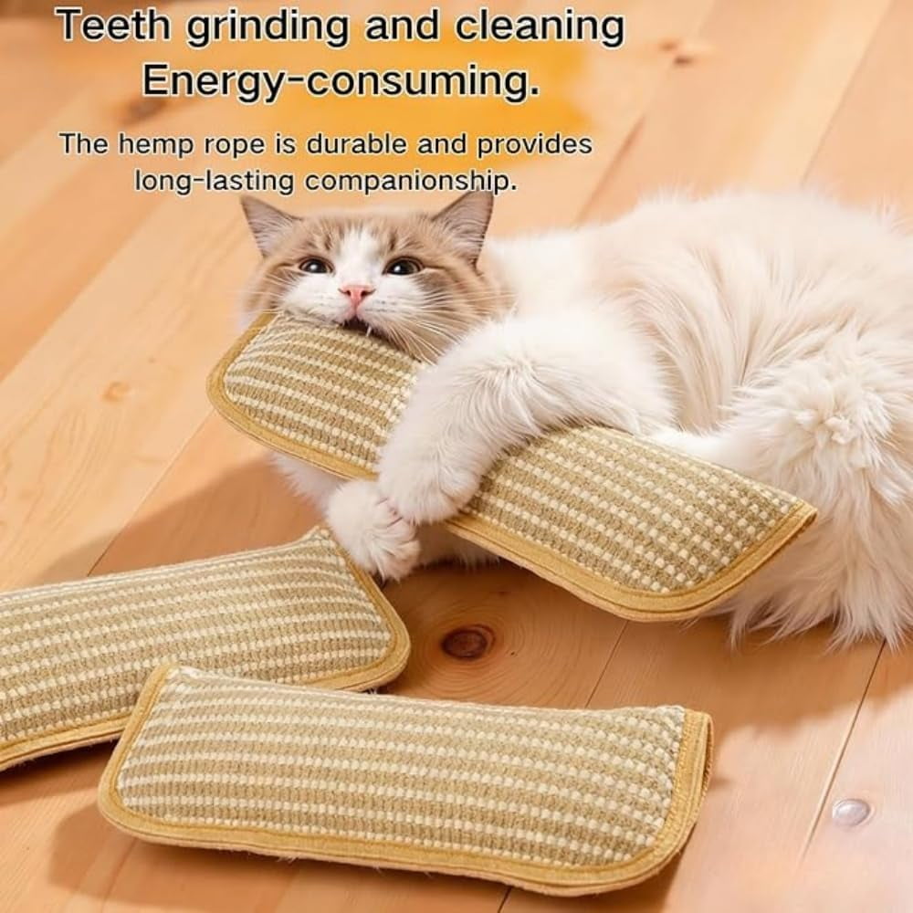 Natural Sisal Catnip Kicker Pillow, Interactive Dental Chew Toy with Organic 8000mg Herbal Blend for Indoor Scratching, Teething & Play - Image 5