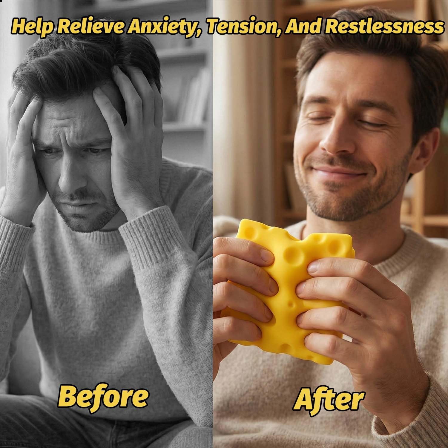 Huge Squish Cheese Cube Big, 3.93 in Extra Large Squeeze Cheese Stress Ball for Adults, Help for Relax Focus Stress Relief, Sensory Fidget Toys Favors Easter Basket Stuffers - Image 5