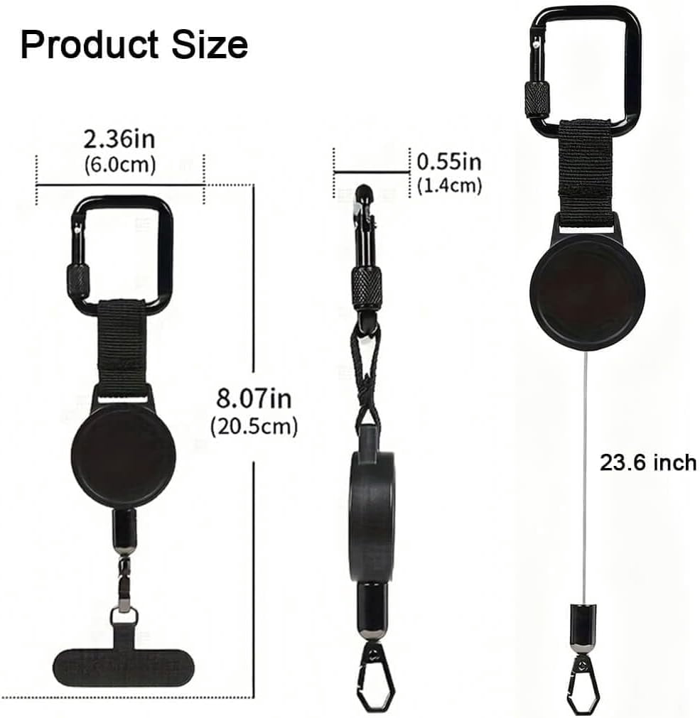 Outdoor Anti-Theft Retractable Phone Lanyard, Lightweight Adjustable Belt Tether with Steel Cable, Retractable Phone Holder for Hiking, Cycling, Music Festivals - Image 2