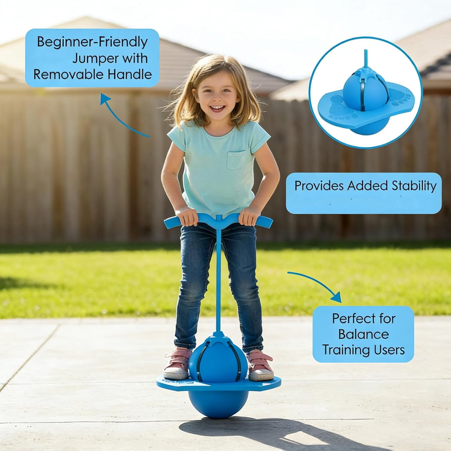 Balance Jumping Ball, Indoor & Outdoor Anti-Slip Balance Board Toy with Handle & Pump, Improve Coordination, Motor Skills and Fitness Training - Image 3