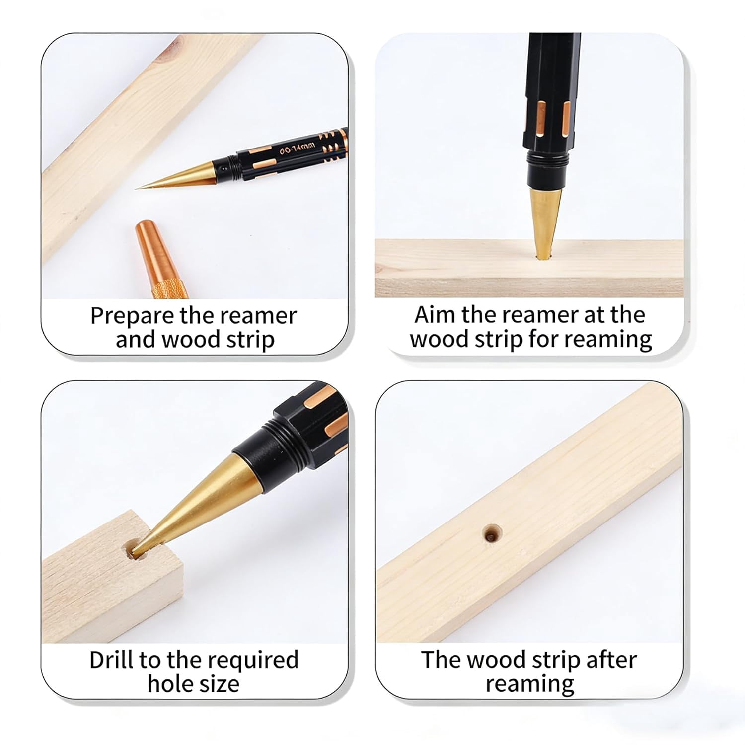 Multipurpose Manual Hole Punch, Steel Metal 0-14mm Hole Puncher Reamer and Drill Hole Expander, Manual Drilling Tool for Woodworking, DIY Crafts, Tool Box - Image 3