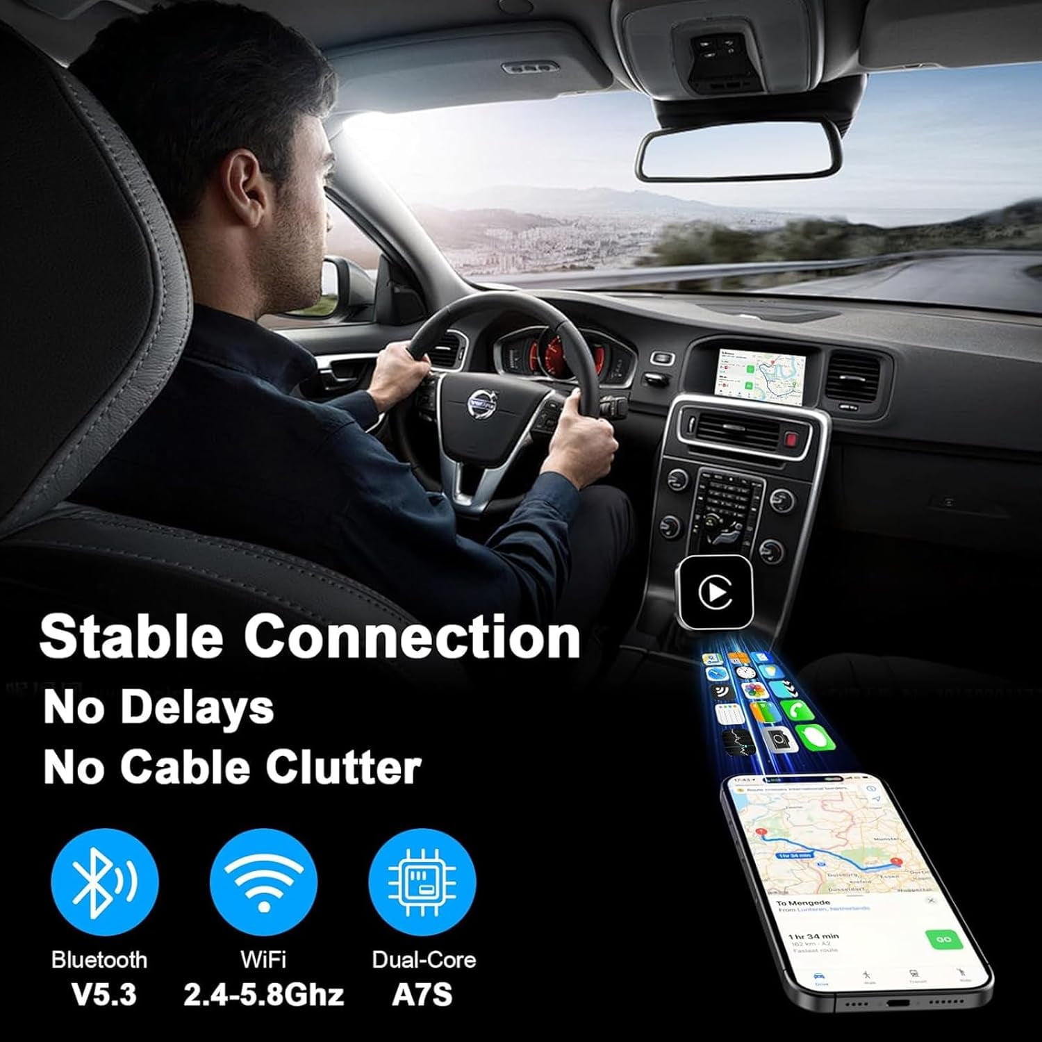 2026 Wireless Adapter, 2 in 1 Wired to Wireless Adapter for Apple CarPlay and Android Auto, Plug and Play with Stable Connection - Image 4