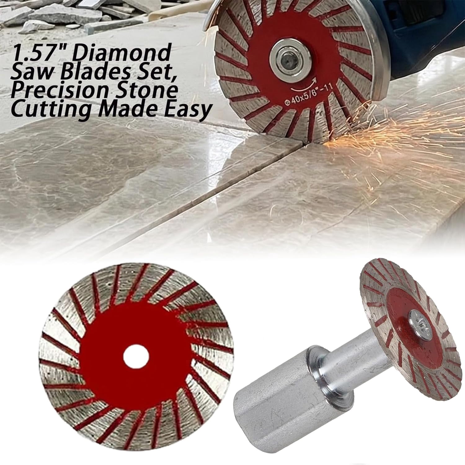 3/5PCS 1.57" 40mm Diamond Saw Blades Set, Precision Stone Cutting Made Easy with Mandrel, Multi-Functional Professional for Granite Marble Sandstone Grinder - Image 7