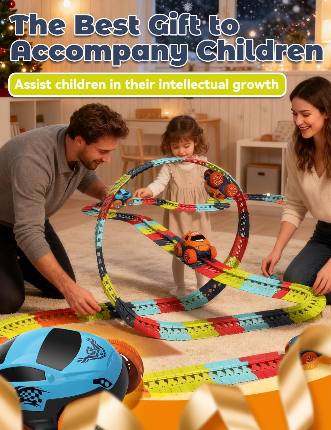 Anti Gravity Race Track with Car, 360° Electric Climbing Car Race Track with Multicolor Glow in The Dark Lights, Flexible Gravity Defying Race Car Track Set - Image 5