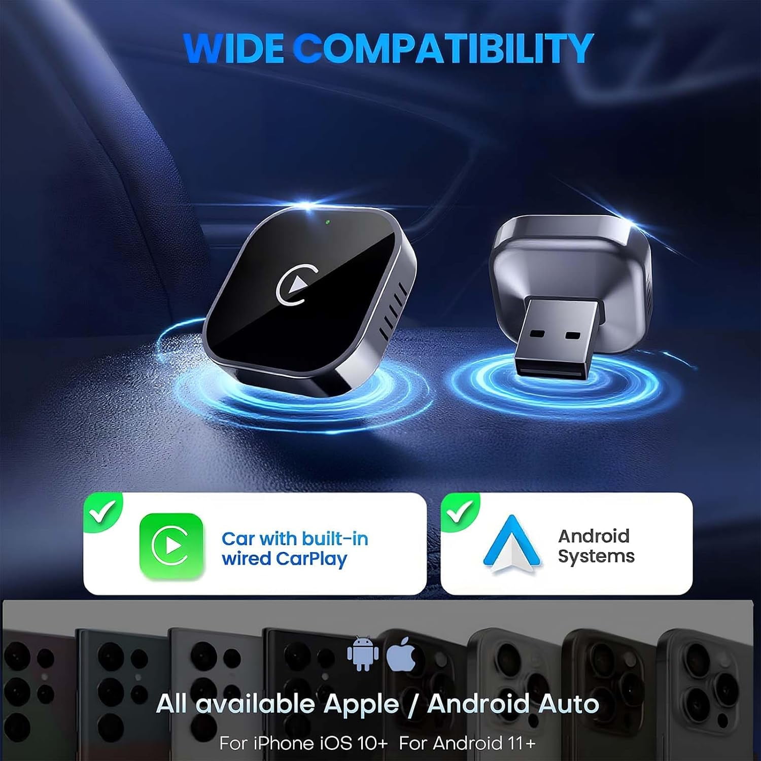 2026 Wireless Adapter, Wireless CarPlay Adapter & 2 in 1 Wired to Wireless for Apple CarPlay and Android Auto, Mini USB Design for Plug and Play Stable Connection - Image 6