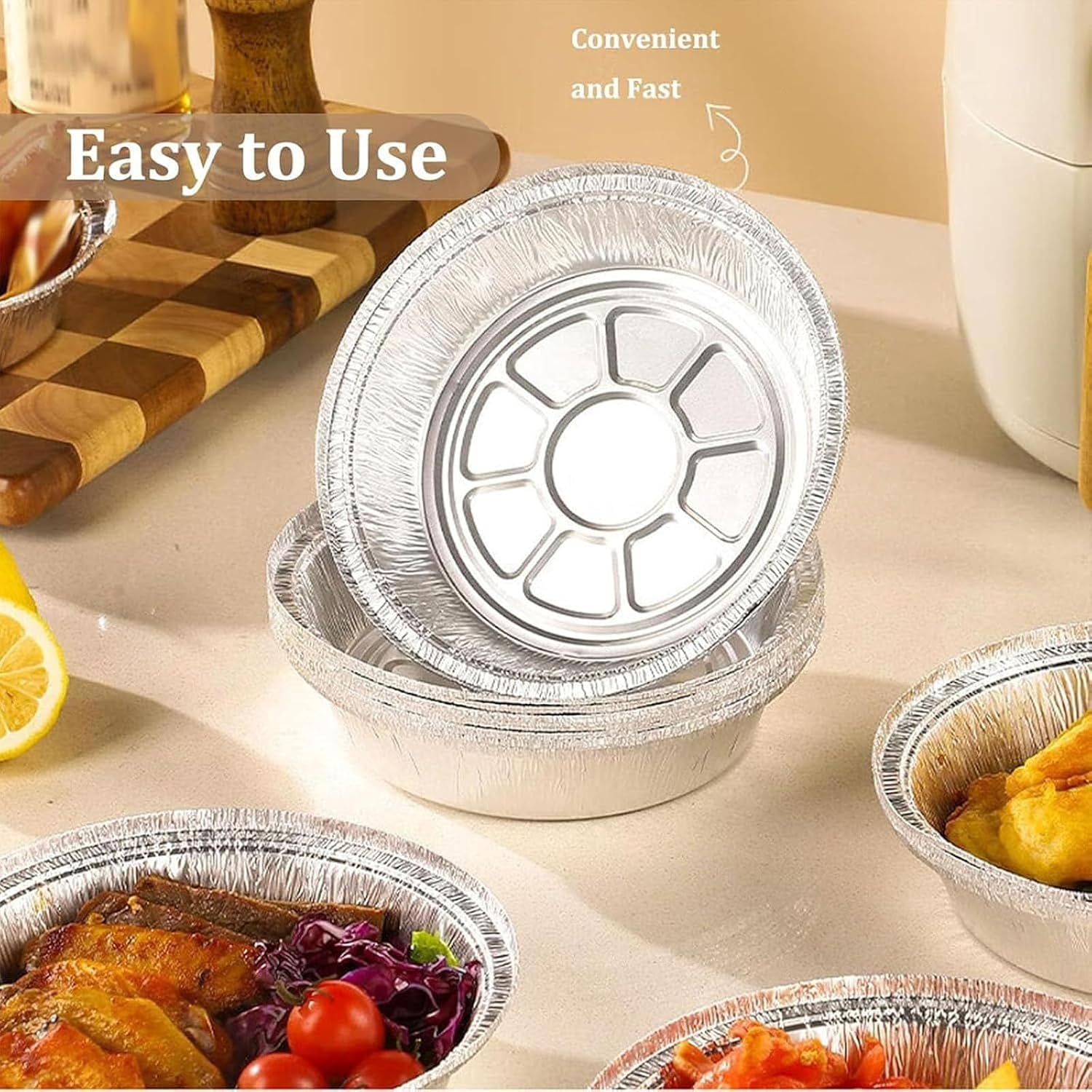 Reusable Aluminum Foil Air Fryer Liners, Non-Stick Round Oil-Proof Liners with Edge Binding for Air Fryer, Steamer Basket, Instant Pot, Oven & Grill - Image 5