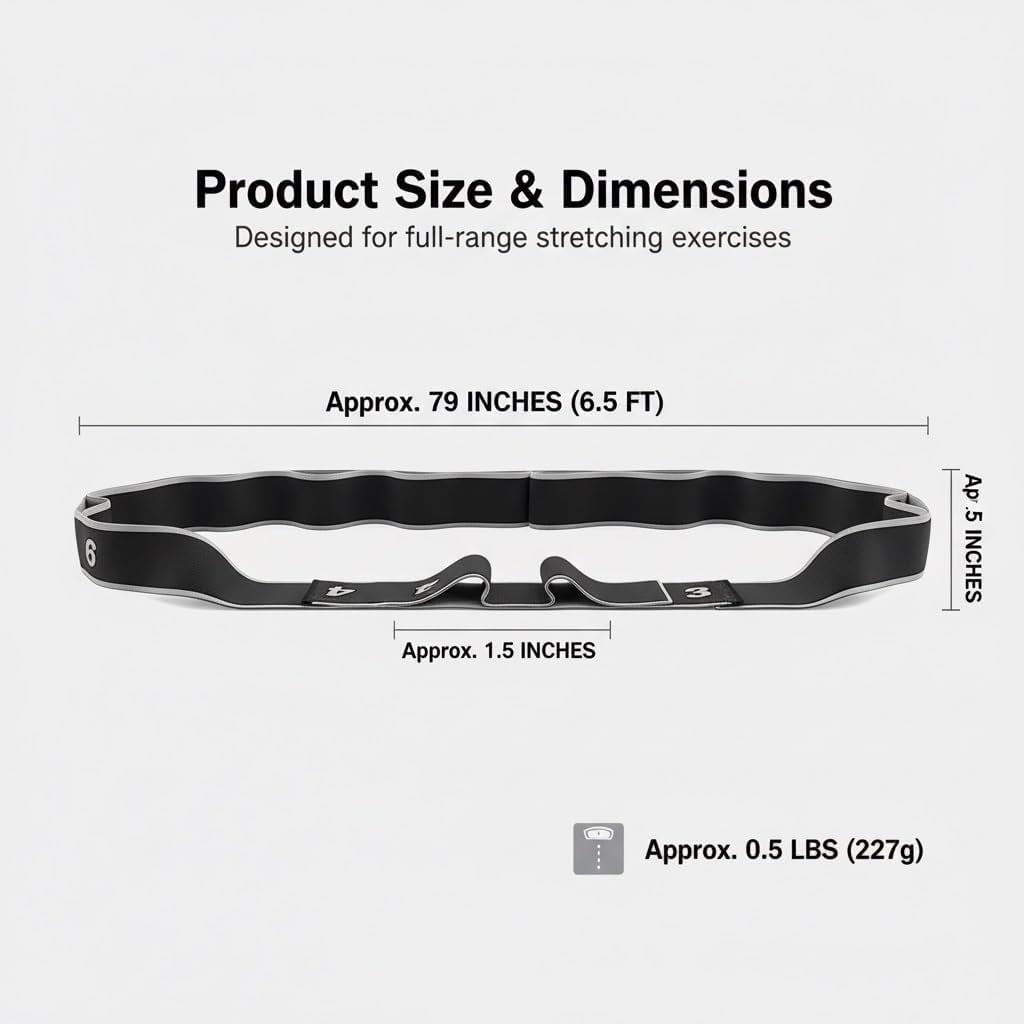 Numbered Resistance Band, 6.5ft Leg Stretcher Band with Loops, Adjustable Pilates & Fitness Strap for Full Body Stretching Shaping - Image 7