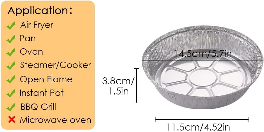Reusable Aluminum Foil Air Fryer Liners, 50 PCS Non-Stick Round Oil-Proof Liners for Air Fryer, Steamer Basket, Instant Pot, Oven & Grill - Image 4