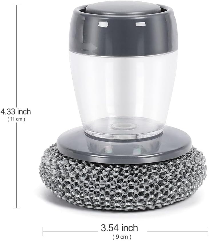 Comfort Grip Soap Dispensing Kitchen Scrub, Replaceable Nylon Bristles, Non-Slip Handle for Cleaning Dishes, Pots, Pans & Sinks - Image 4