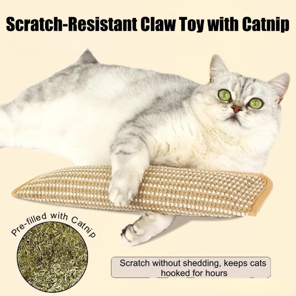 Natural Sisal Catnip Kicker Pillow, Interactive Dental Chew Toy with Organic 8000mg Herbal Blend for Indoor Scratching, Teething & Play - Image 7