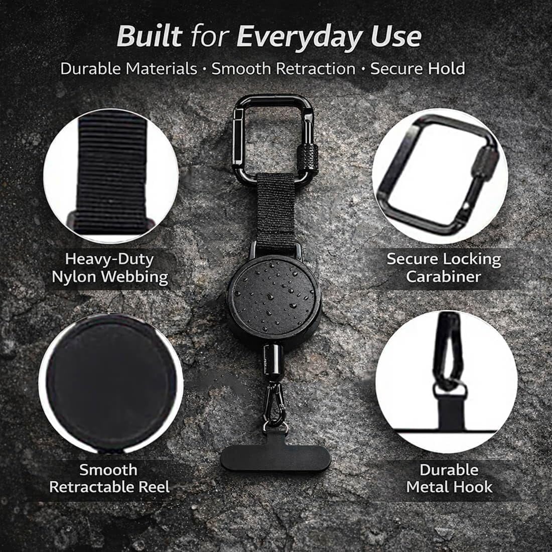 Outdoor Anti-Theft Retractable Phone Lanyard, Lightweight Adjustable Belt Tether with Steel Cable, Retractable Phone Holder for Hiking, Cycling, Music Festivals - Image 7