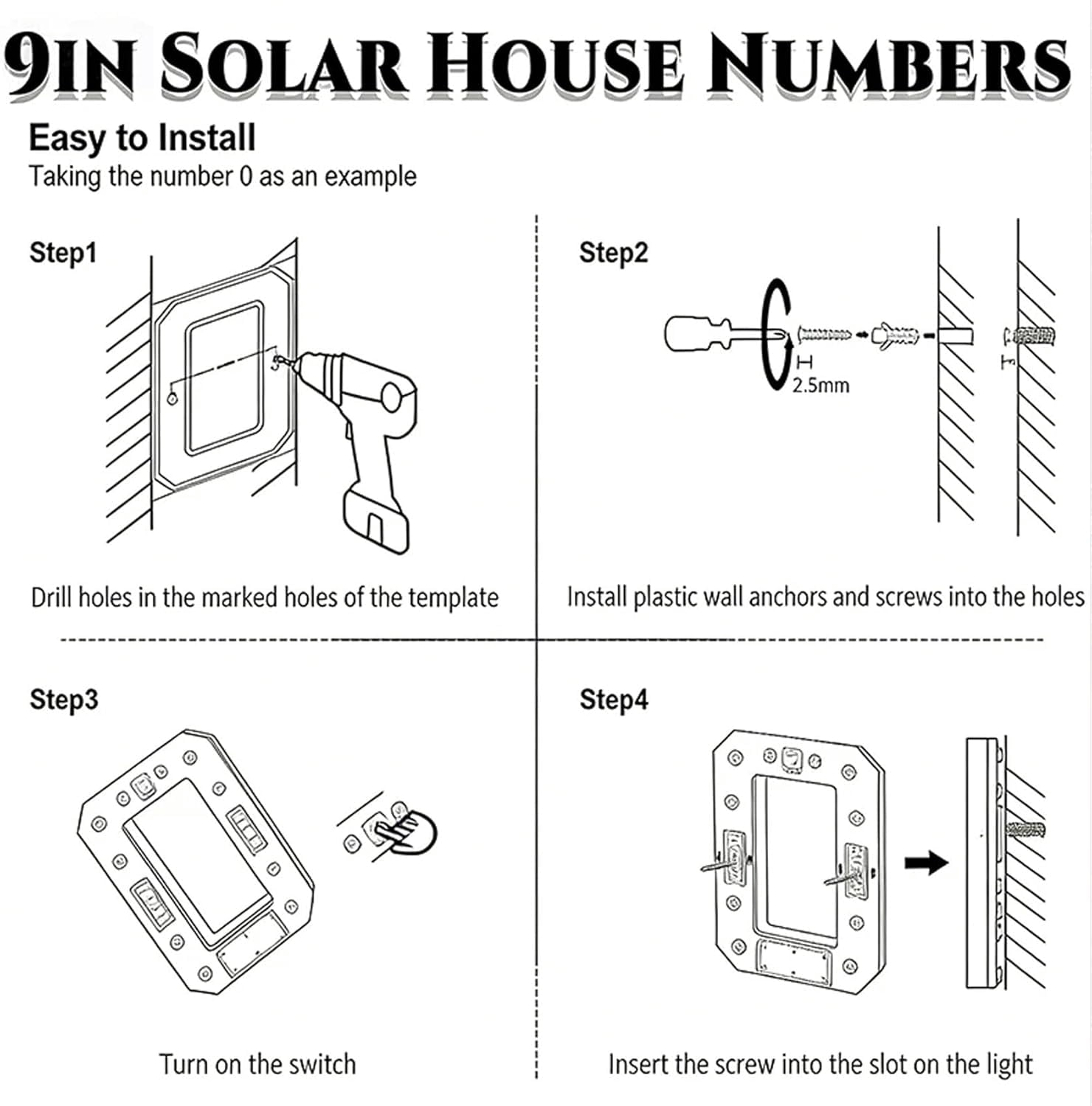 Solar-Powered Outdoor House Number Light, 9 Inch No Wiring Solar Panel Light Up House Numbers for Outside, Waterproof Backlit LED Address Numbers for Home - Image 7