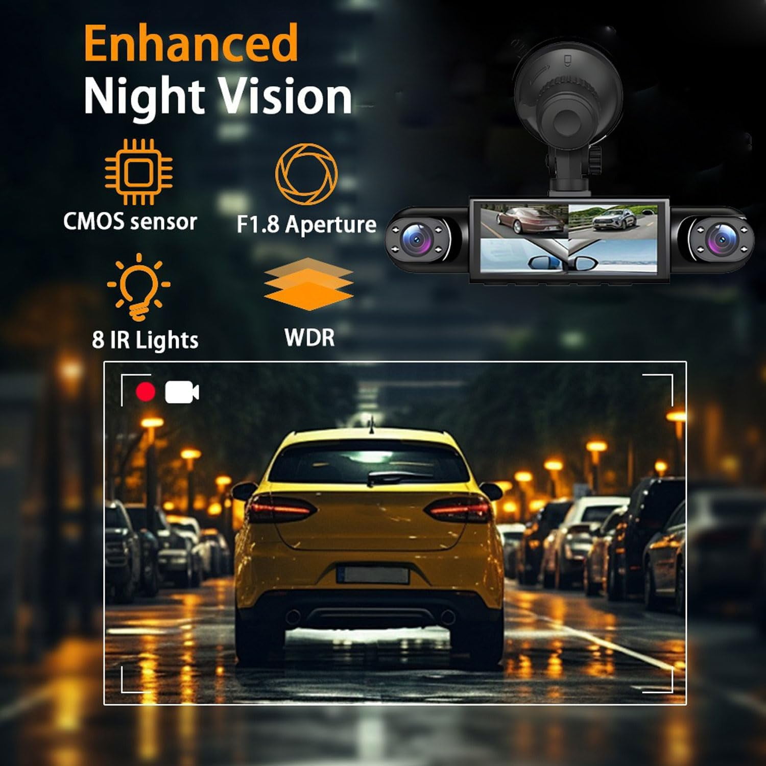 Full View Car Dashcam System, 360° 4 Channel Dash Cam Front Rear Left Right with Infrared Night Vision, 1080P Full HD Dash Camera for Cars Loop Recording & Parking Monitor. - Image 2