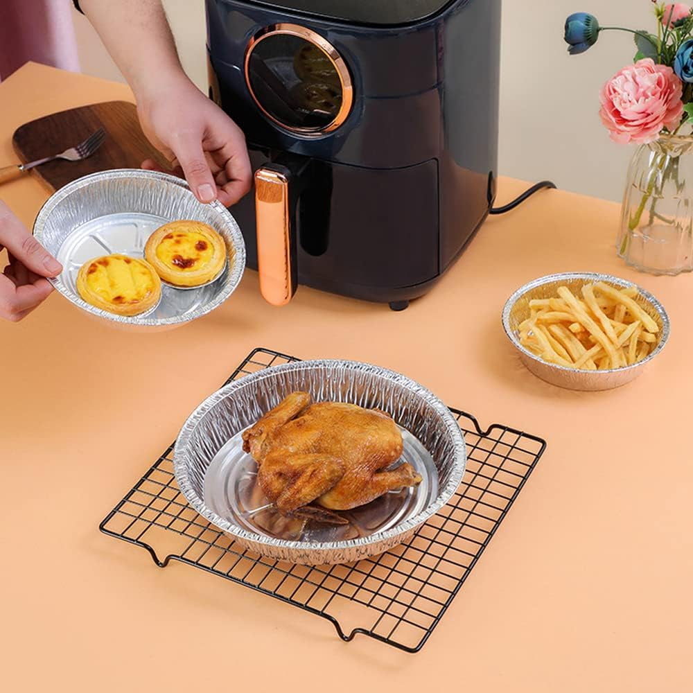 Reusable Aluminum Foil Air Fryer Liners, 50 PCS Non-Stick Round Oil-Proof Liners for Air Fryer, Steamer Basket, Instant Pot, Oven & Grill - Image 6