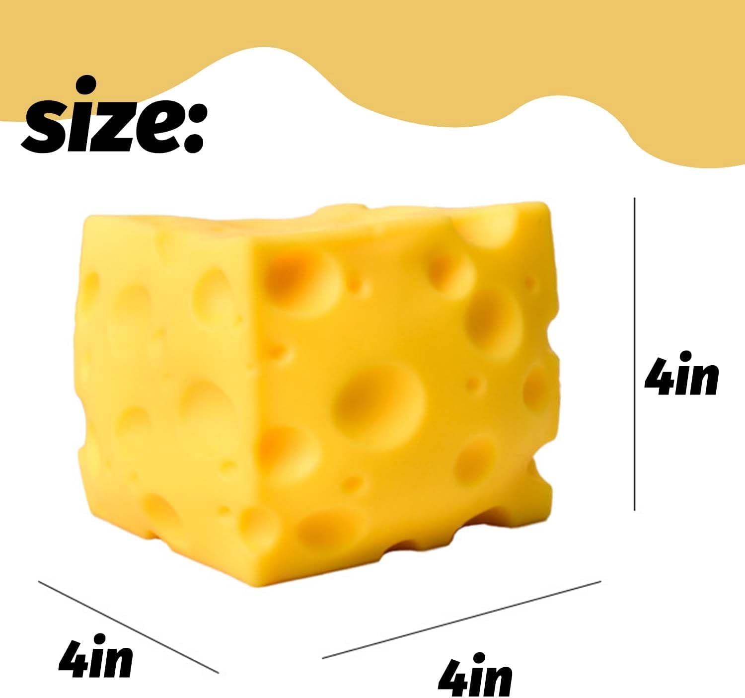 Huge Squish Cheese Cube Big, 3.93 in Extra Large Squeeze Cheese Stress Ball for Adults, Help for Relax Focus Stress Relief, Sensory Fidget Toys Favors Easter Basket Stuffers - Image 2