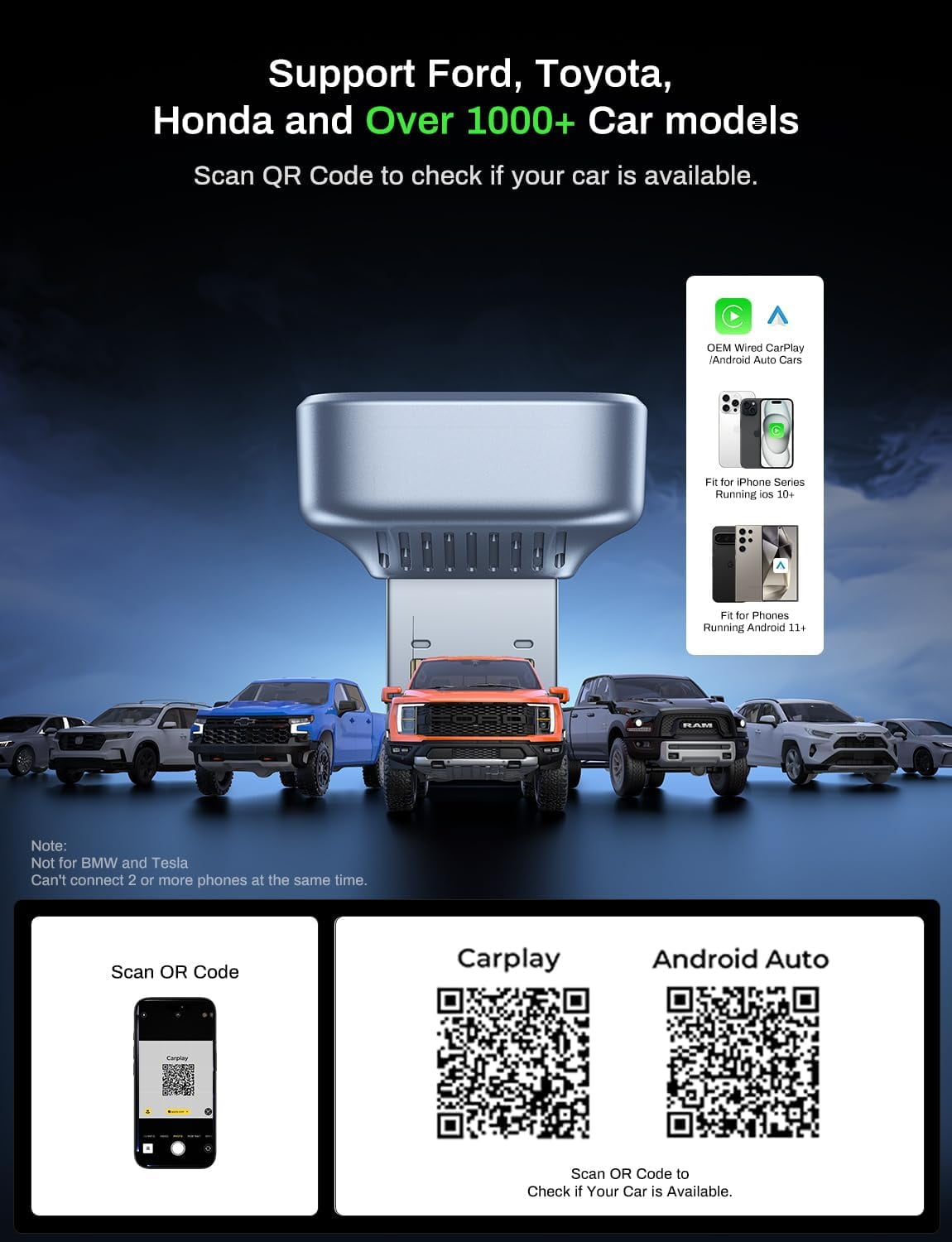 Wireless CarPlay Adapter for iPhone/Android, 2-in-1 2026 Upgrade Dongle Converts Wired to Wireless with Fast Stable Plug-and-Play Connection - Image 7