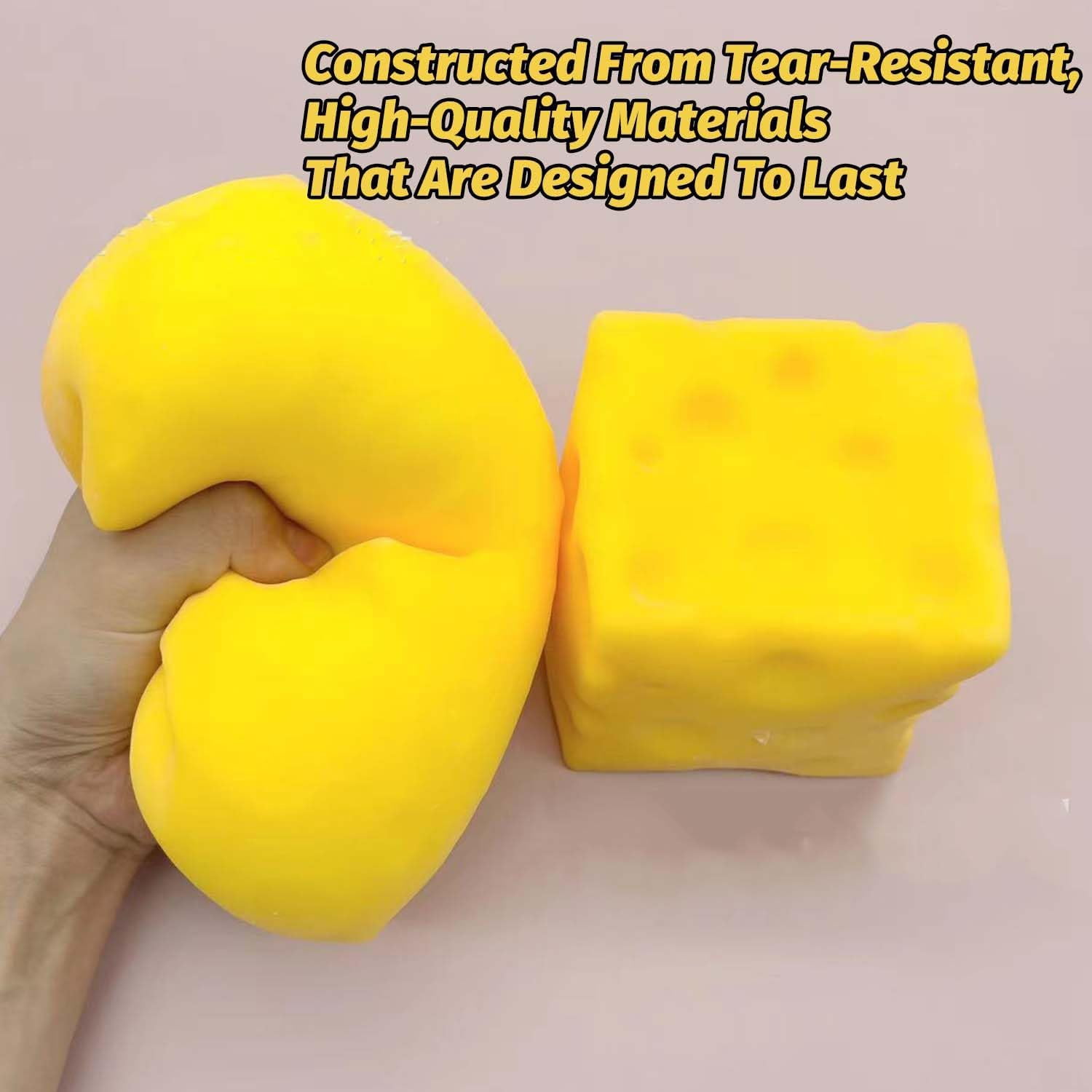 Huge Squish Cheese Cube Big, 3.93 in Extra Large Squeeze Cheese Stress Ball for Adults, Help for Relax Focus Stress Relief, Sensory Fidget Toys Favors Easter Basket Stuffers - Image 4