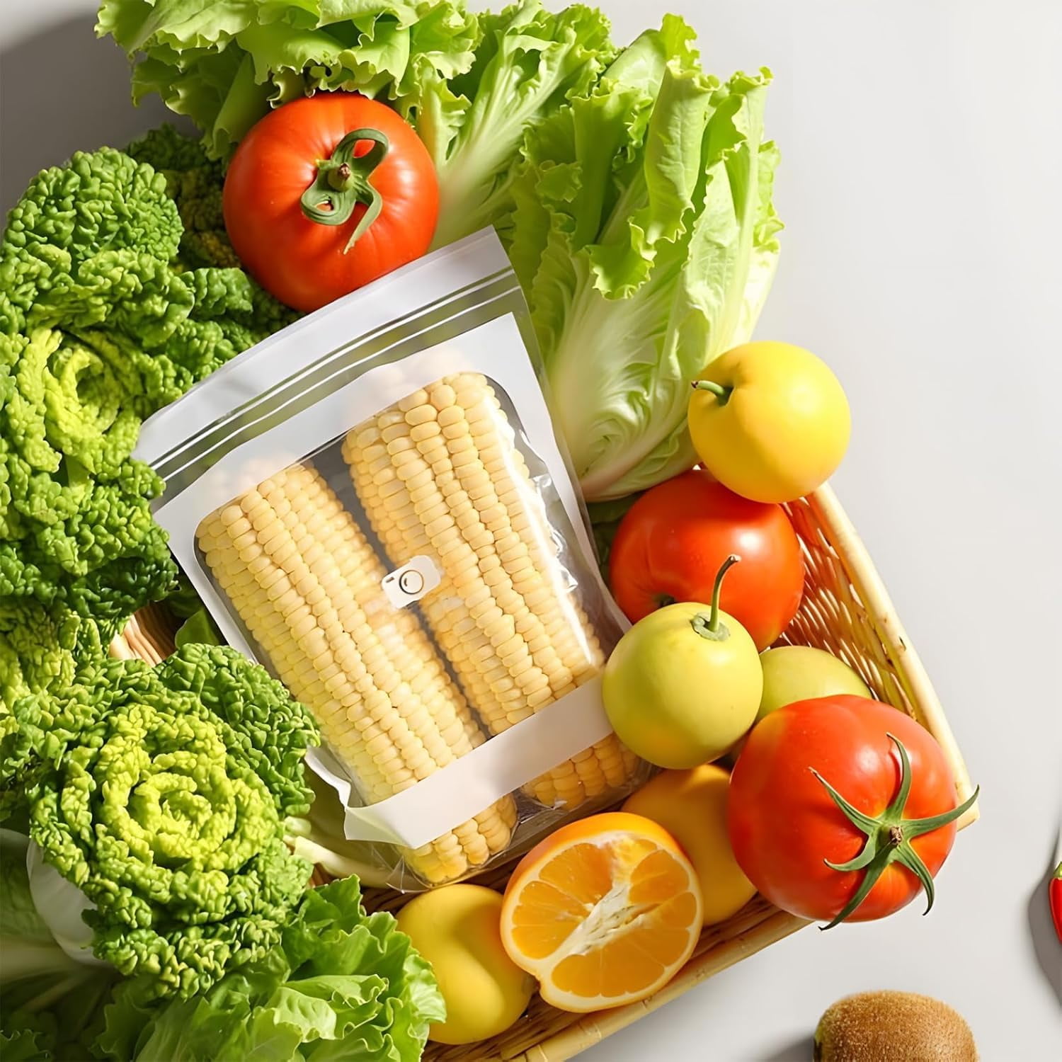 Food Grade Fresh-Keeping Bags, Reusable Plastic Produce with Dual Interlocking Seal, Clear Long Sealed Bags for Vegetables Fruits Refrigerator Freezer Kitchen Organization. - Image 4