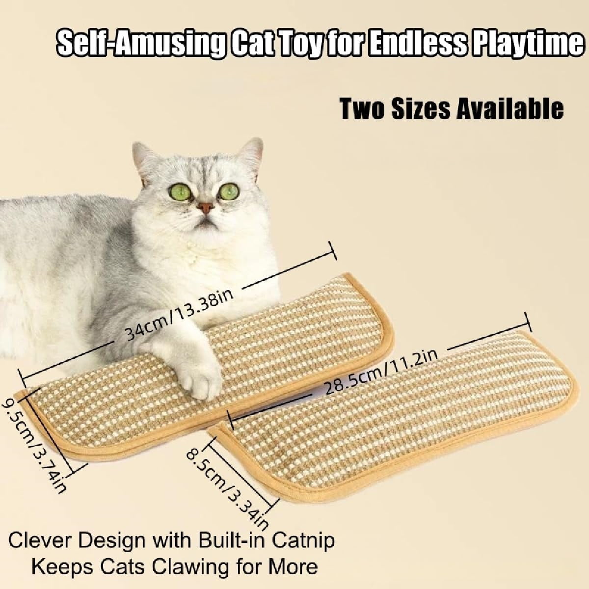 Natural Sisal Catnip Kicker Pillow, Interactive Dental Chew Toy with Organic 8000mg Herbal Blend for Indoor Scratching, Teething & Play - Image 2