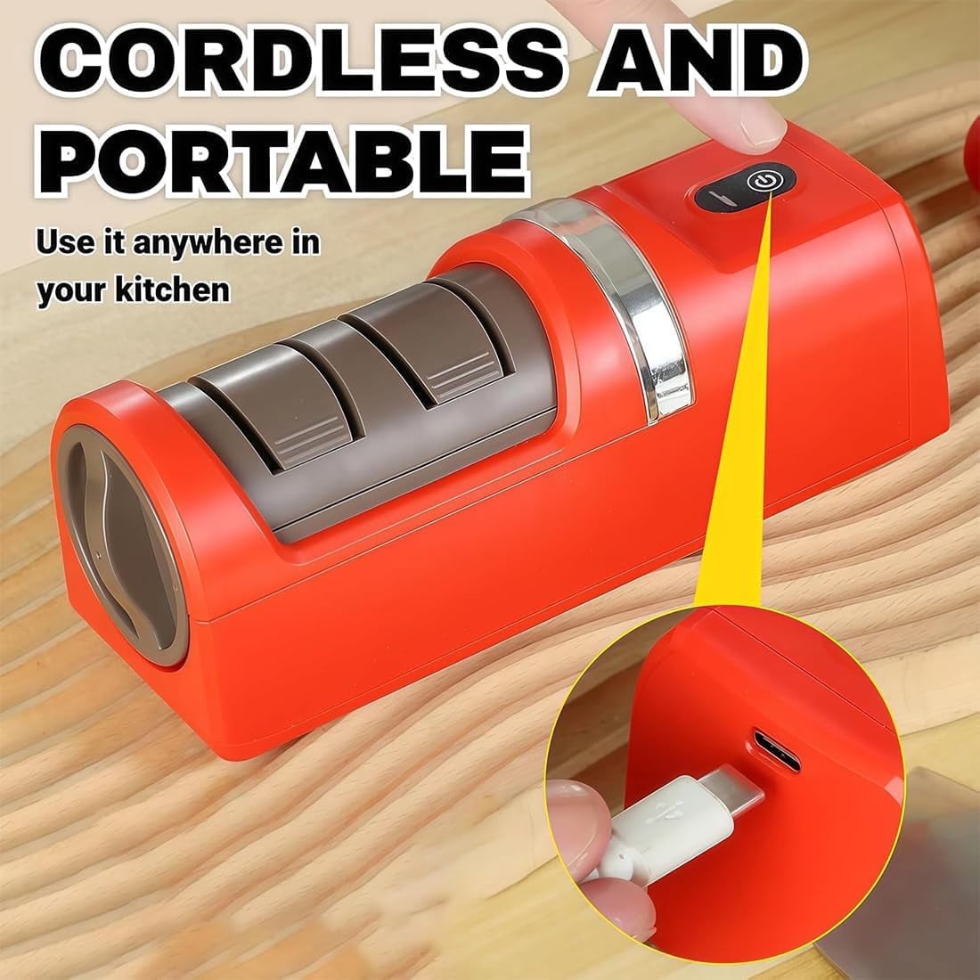 2026 New Automatic Kitchen Knife Sharpener, Sharpening System with Diamond Grinding Wheel & Strong Suction Base, Fast & Safe Sharpening for Most Household Knives - Image 3