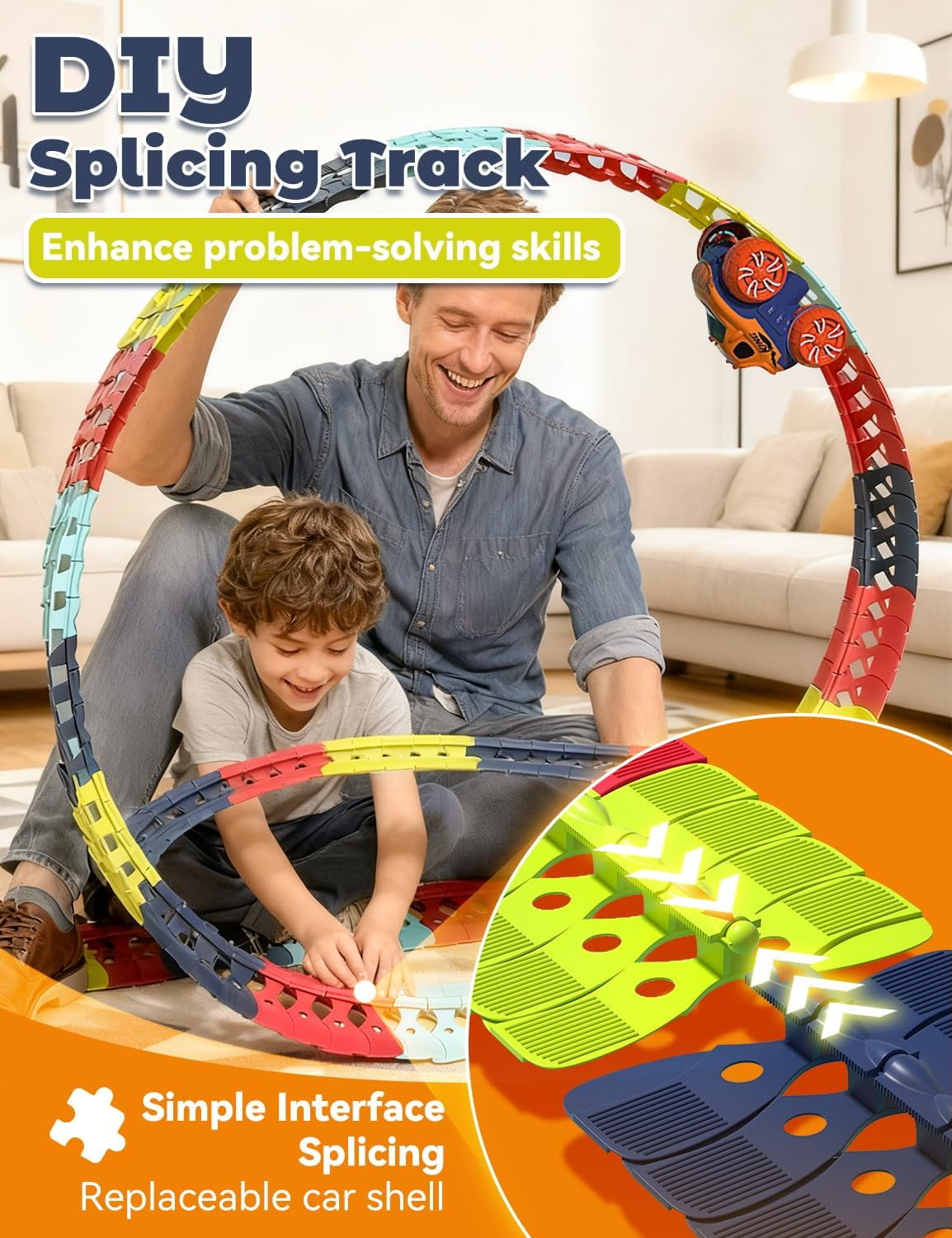 Anti Gravity Race Track with Car, 360° Electric Climbing Car Race Track with Glow in The Dark Lights, Flexible Race Car Track Set for Kids - Image 2