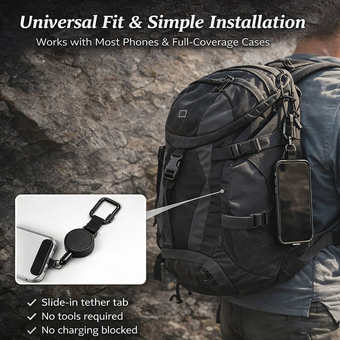 Outdoor Anti-Theft Retractable Phone Lanyard, Lightweight Adjustable Belt Tether with Steel Cable, Retractable Phone Holder for Hiking, Cycling, Music Festivals - Image 4