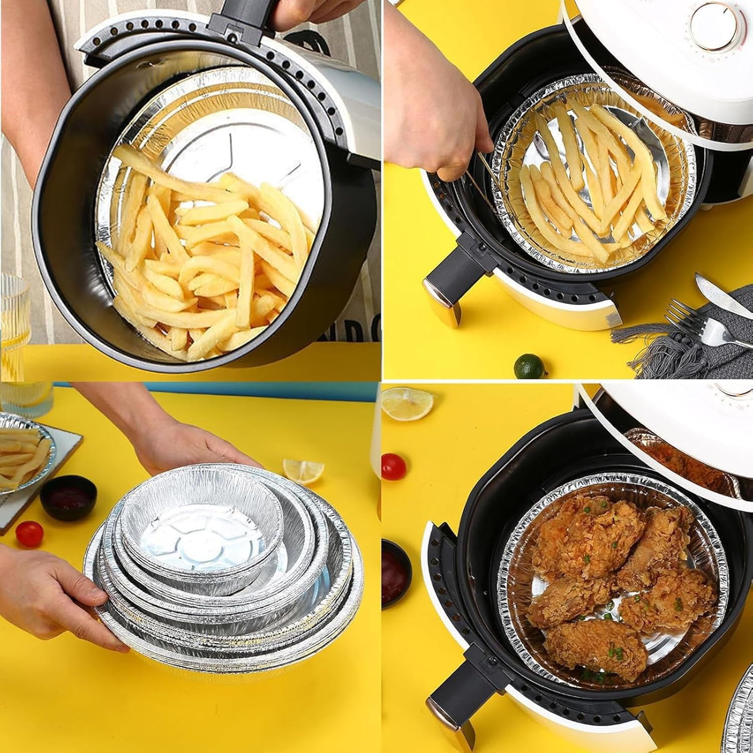 Reusable Aluminum Foil Air Fryer Liners, Non-Stick Round Oil-Proof Liners with Edge Binding for Air Fryer, Steamer Basket, Instant Pot, Oven & Grill - Image 4