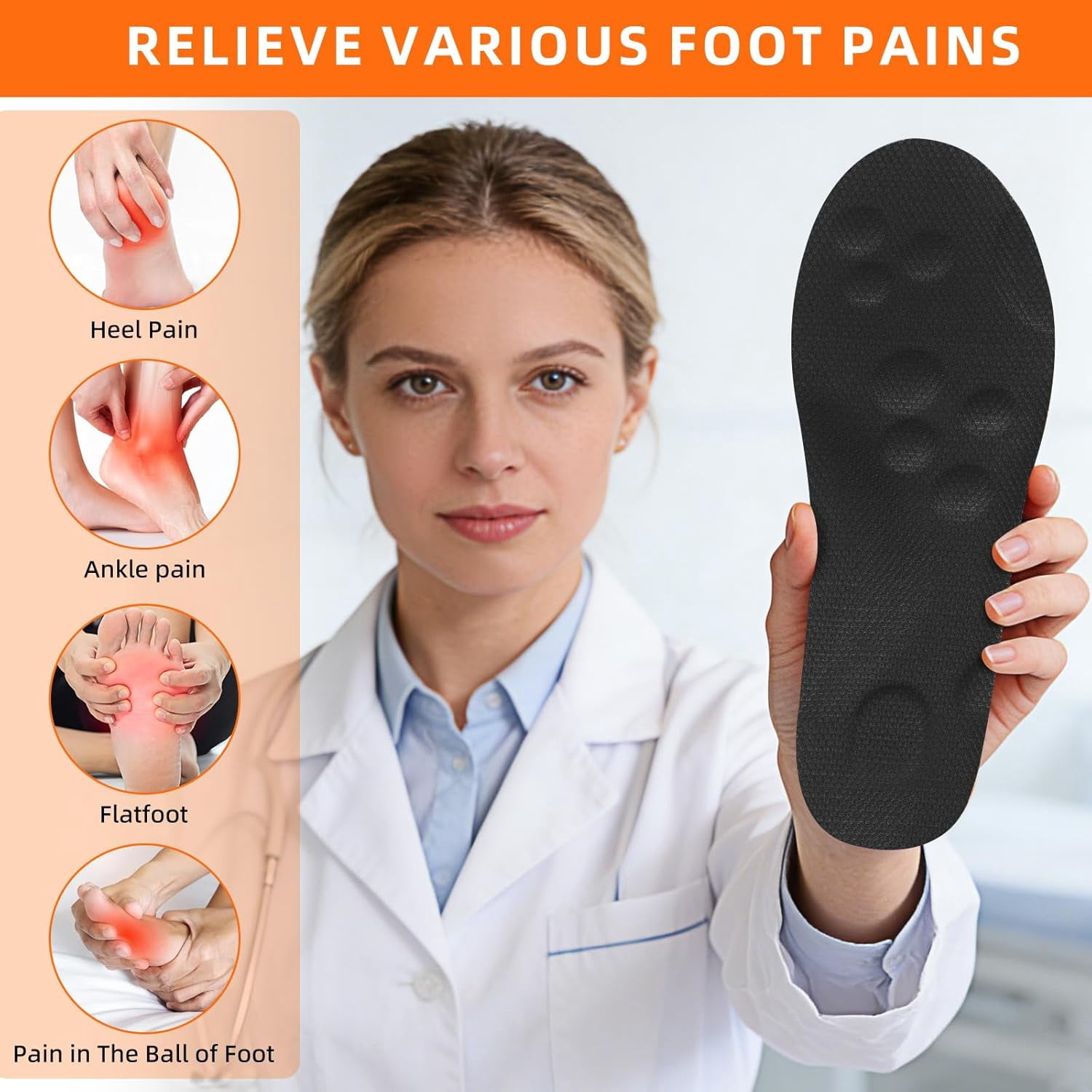 4D Memory Foam Cloud Footstr Insoles, Insoles for Men & Women with Arch Support - Shock Absorption Soft Anti-Fatigue Inserts to Relieve Foot Pain & Fatigue - Image 3