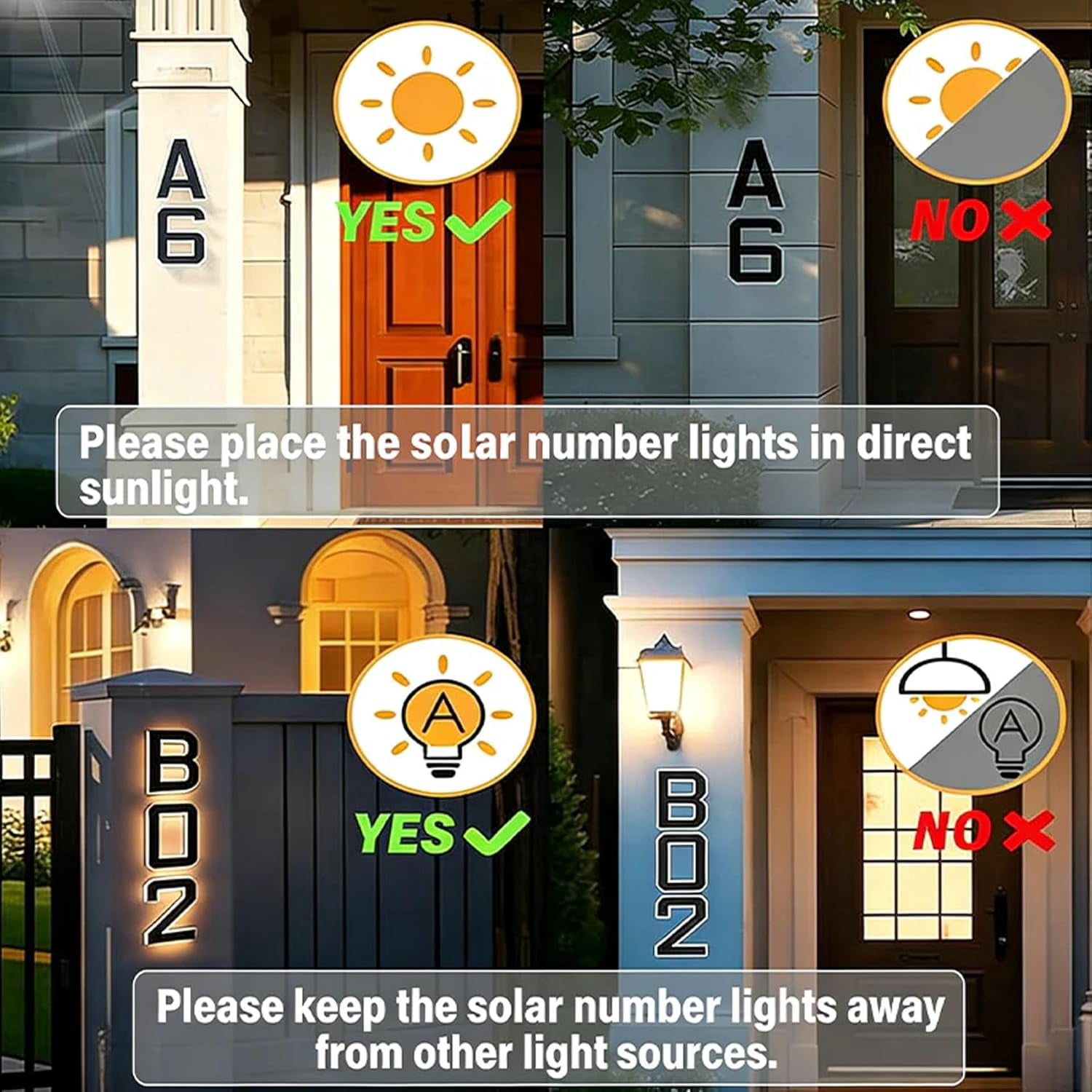 Solar-Powered Outdoor House Number Light, 9 Inch No Wiring Solar Panel Light Up House Numbers for Outside, Waterproof Backlit LED Address Numbers for Home - Image 6