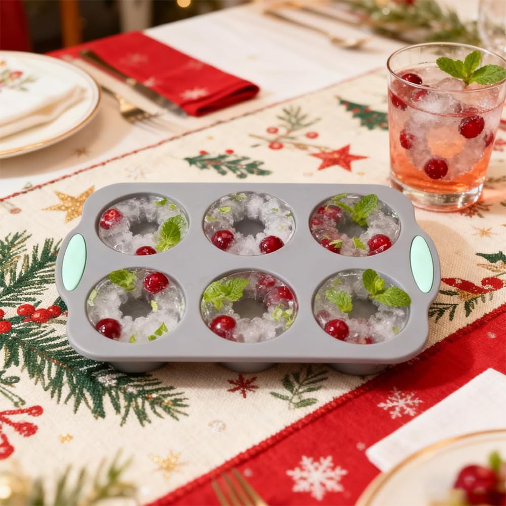 Wreath Ice Mold, 2026 New Flexible Silicone Christmas Wreath Ice Cube Tray Set with Snowflake Mold for DIY Holiday Cocktails, Whiskey & Seasonal Crafts - Image 9