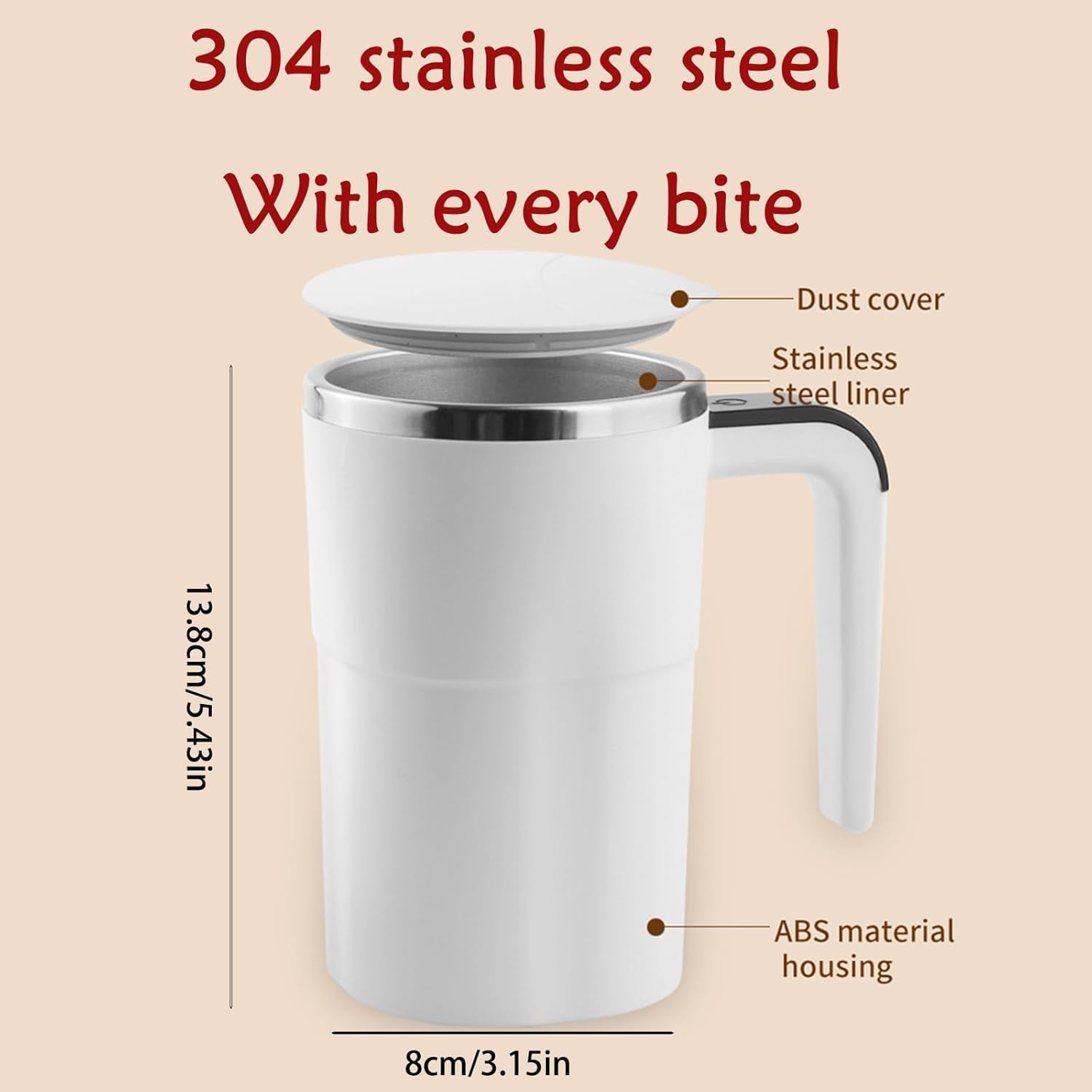 Electric Coffee Mug, 13oz Automatic Self-Stirring Stainless Steel Mug with Rechargeable Temperature Display & Lid for Coffee, Milk, Cocoa and Tea. - Image 2