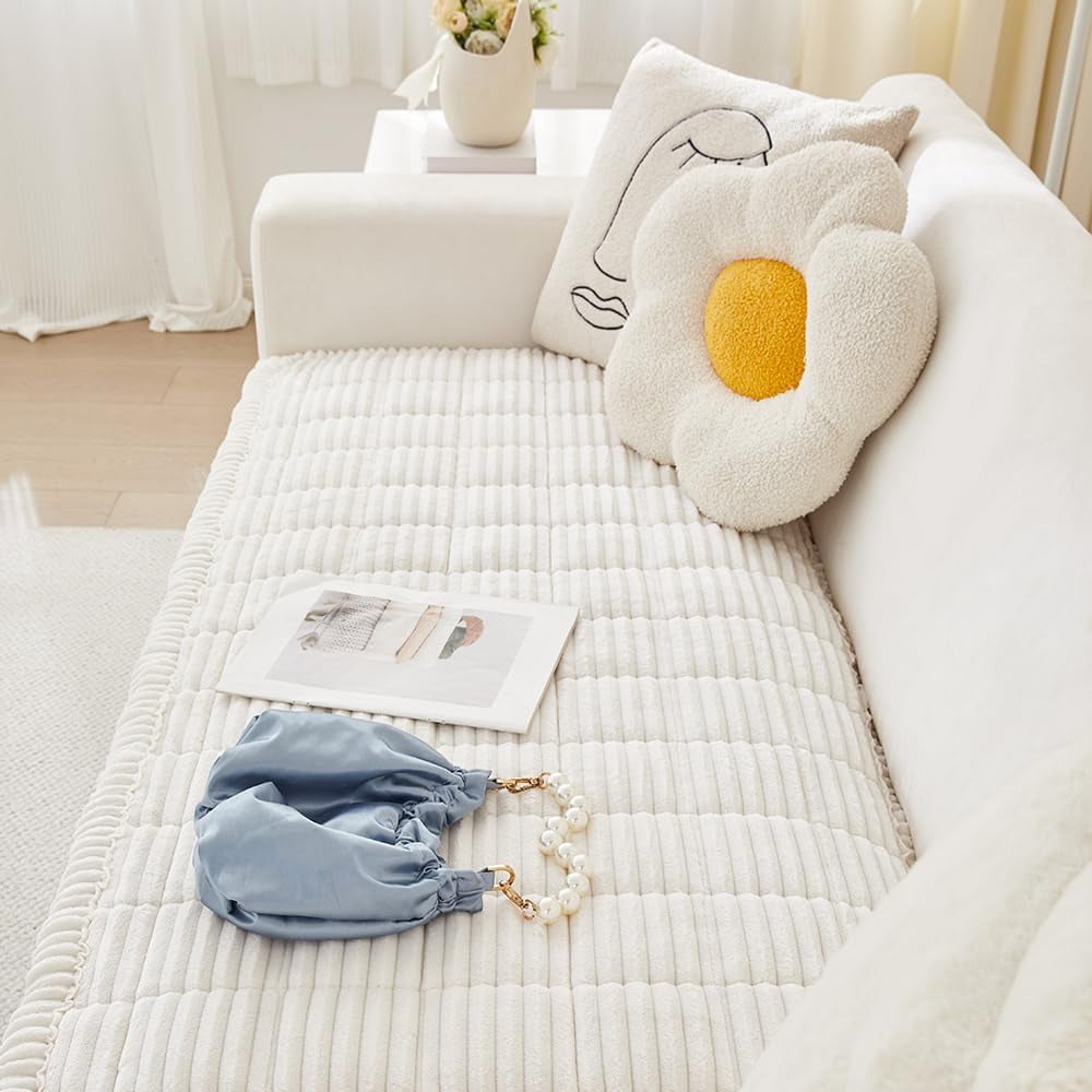 Plush Pet Couch Cover Couch Cover for Dogs Washable, Fuzzy Pet Couch Covers for 8 Cushion Sofa Pet Friendly, Non Slip Sofa Cover - Image 7