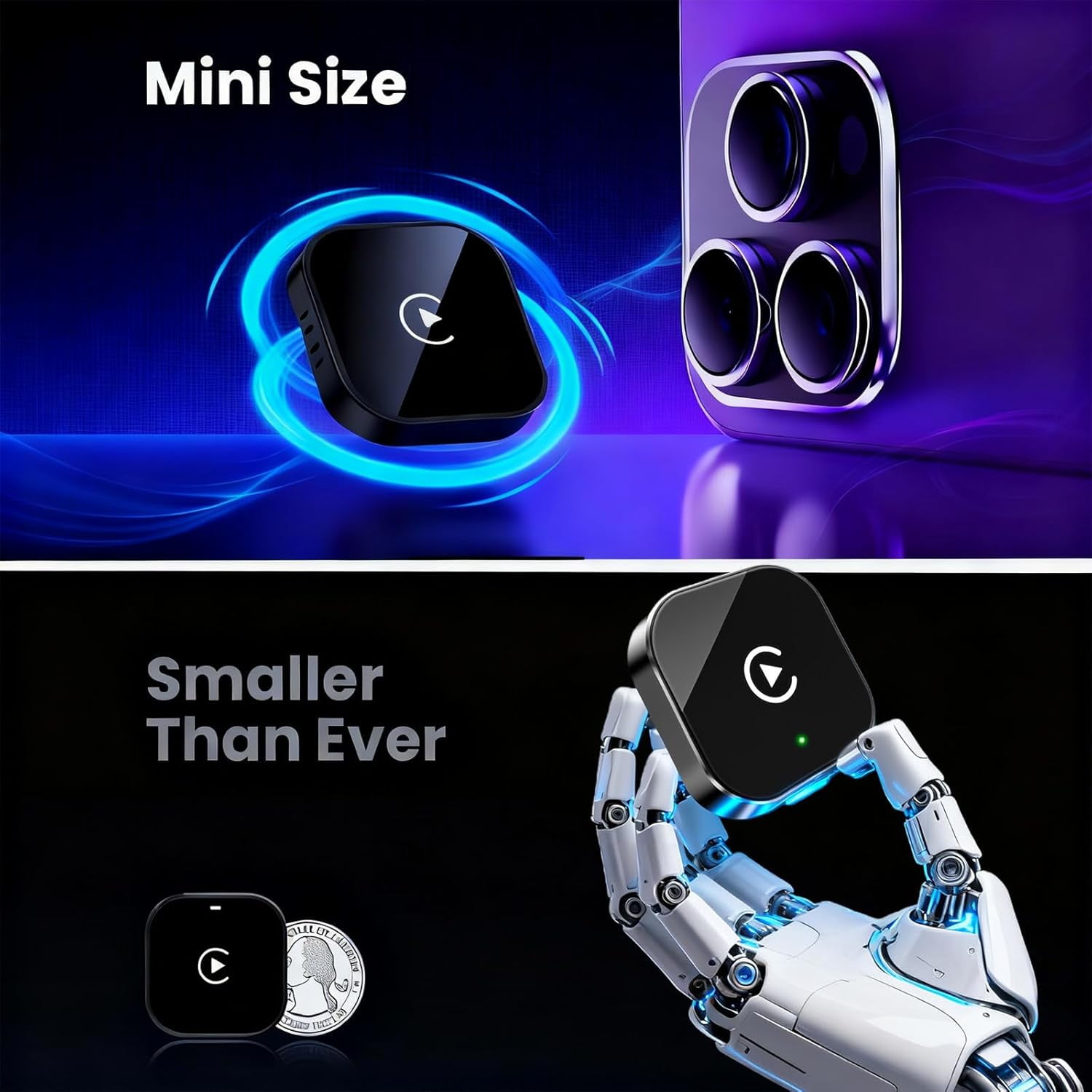 Wireless CarPlay Adapter for iPhone & Android, 2-in-1 Mini Dongle to Convert Wired to Wireless, Plug & Play for Stable Control & No Delay. - Image 2