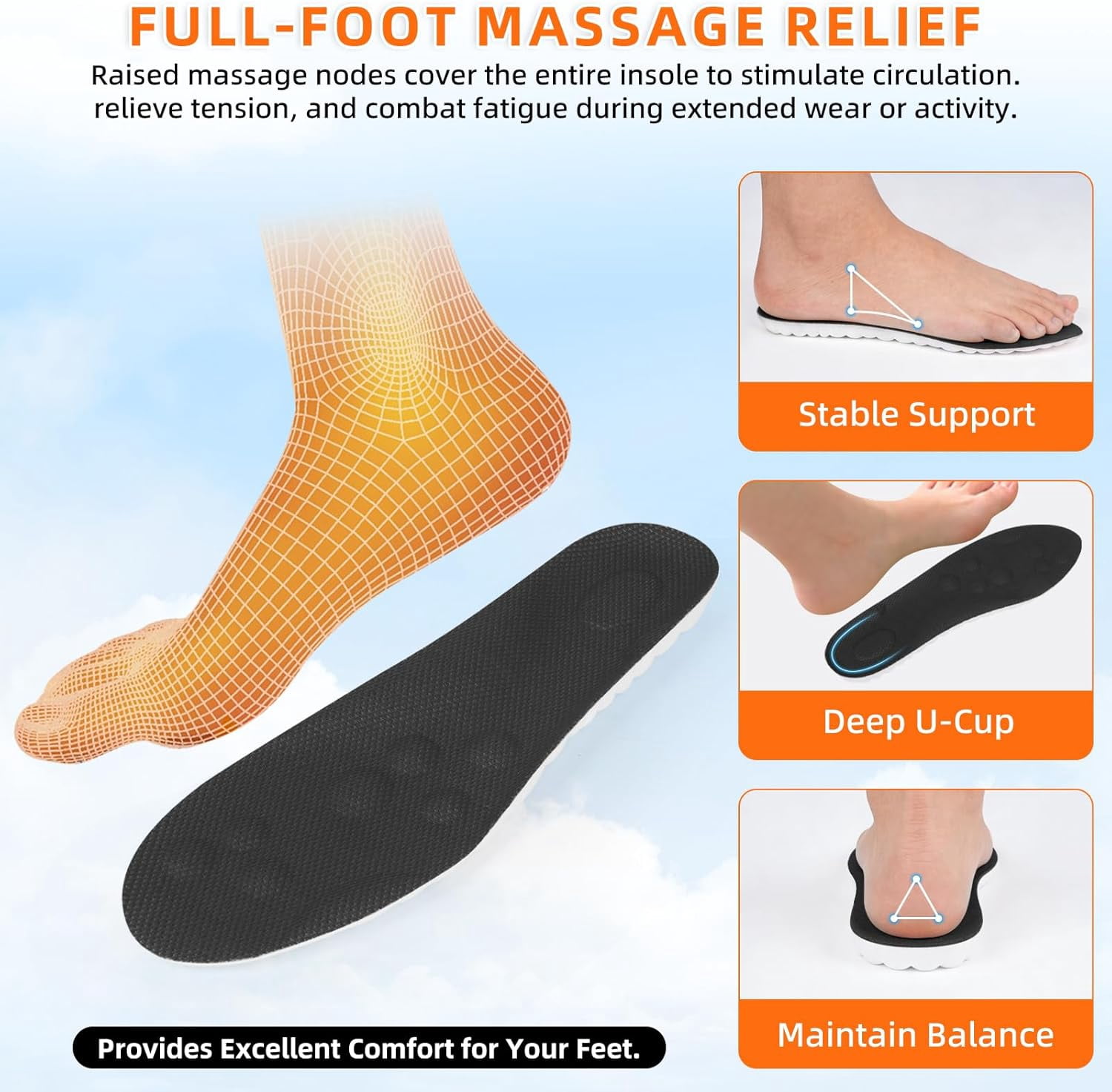 4D Memory Foam Cloud Footstr Insoles, Insoles for Men & Women with Arch Support - Shock Absorption Soft Anti-Fatigue Inserts to Relieve Foot Pain & Fatigue - Image 6