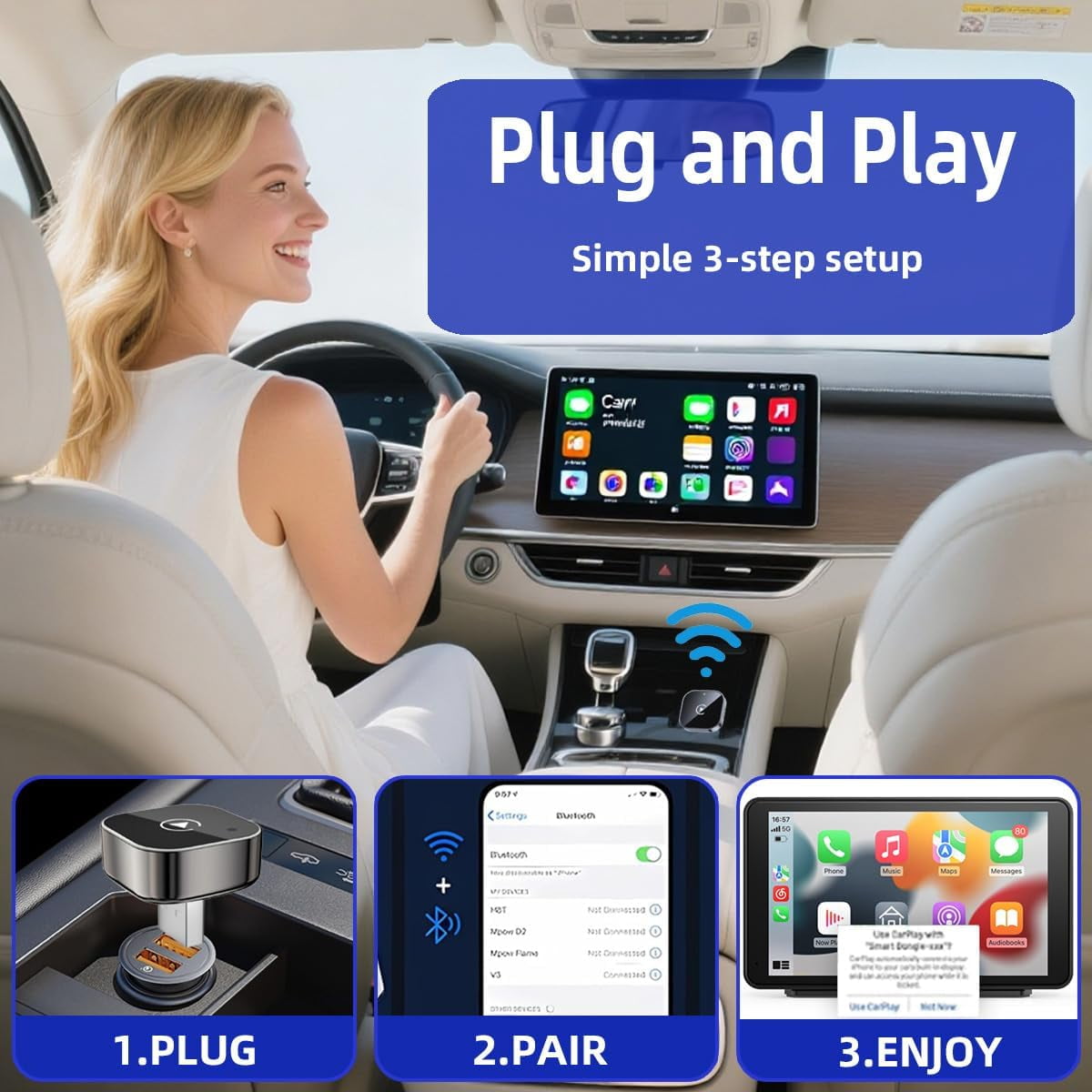2026 Wireless Adapter, Wireless CarPlay Adapter & 2 in 1 Wired to Wireless for Apple CarPlay and Android Auto, Mini USB Design for Plug and Play Stable Connection - Image 3