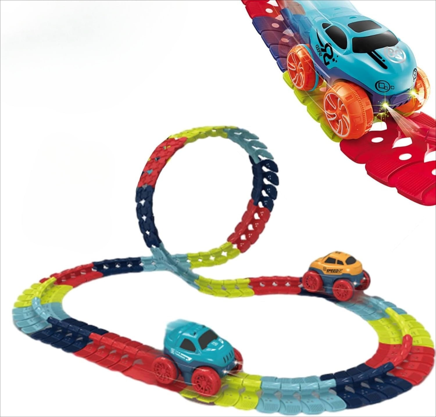 Anti Gravity Race Track with Car, 360° Electric Climbing Car Race Track with Glow in The Dark Lights, Flexible Race Car Track Set for Kids