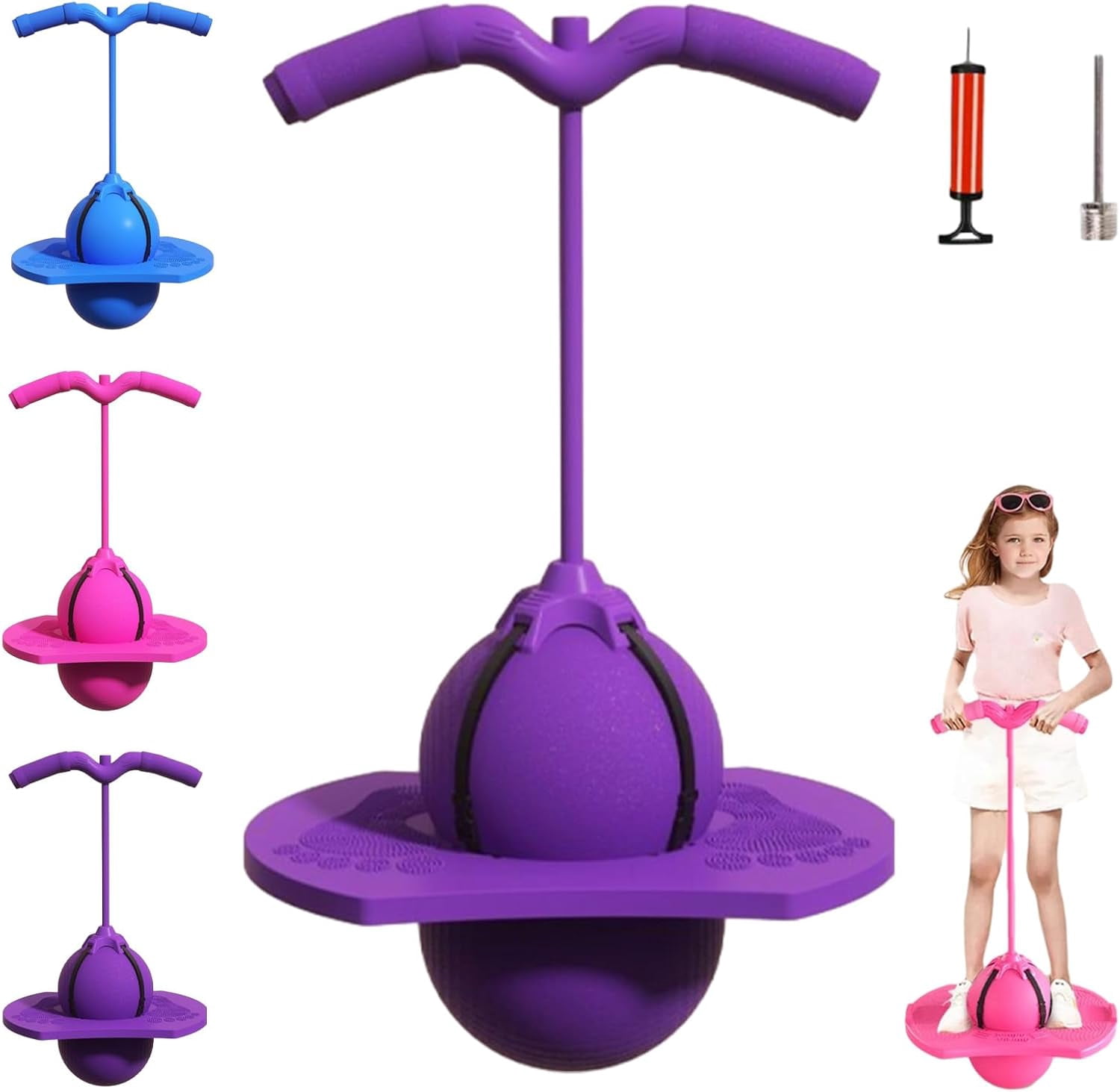 Balance Jumping Ball, Indoor & Outdoor Anti-Slip Balance Board Toy with Handle & Pump, Improve Coordination, Motor Skills and Fitness Training