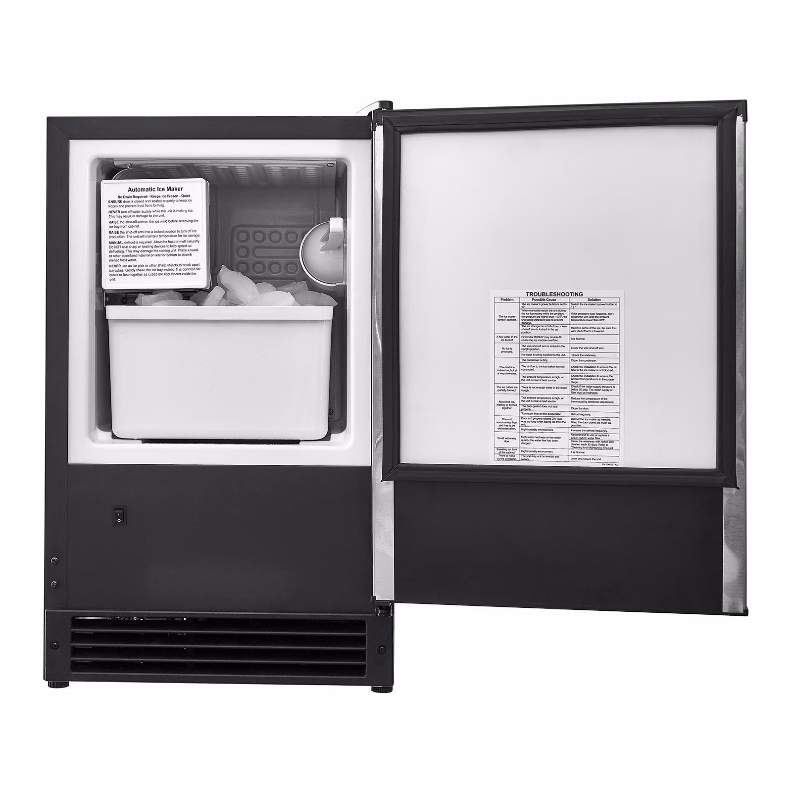 Built-in Undercounter Ice Maker, 15 Pounds Daily Output, Features Reversible Door for Easy Installation