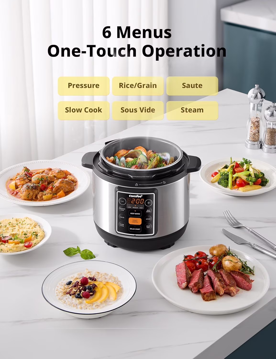7-in-1 Small Electric Pressure Cooker, 3 Quarts