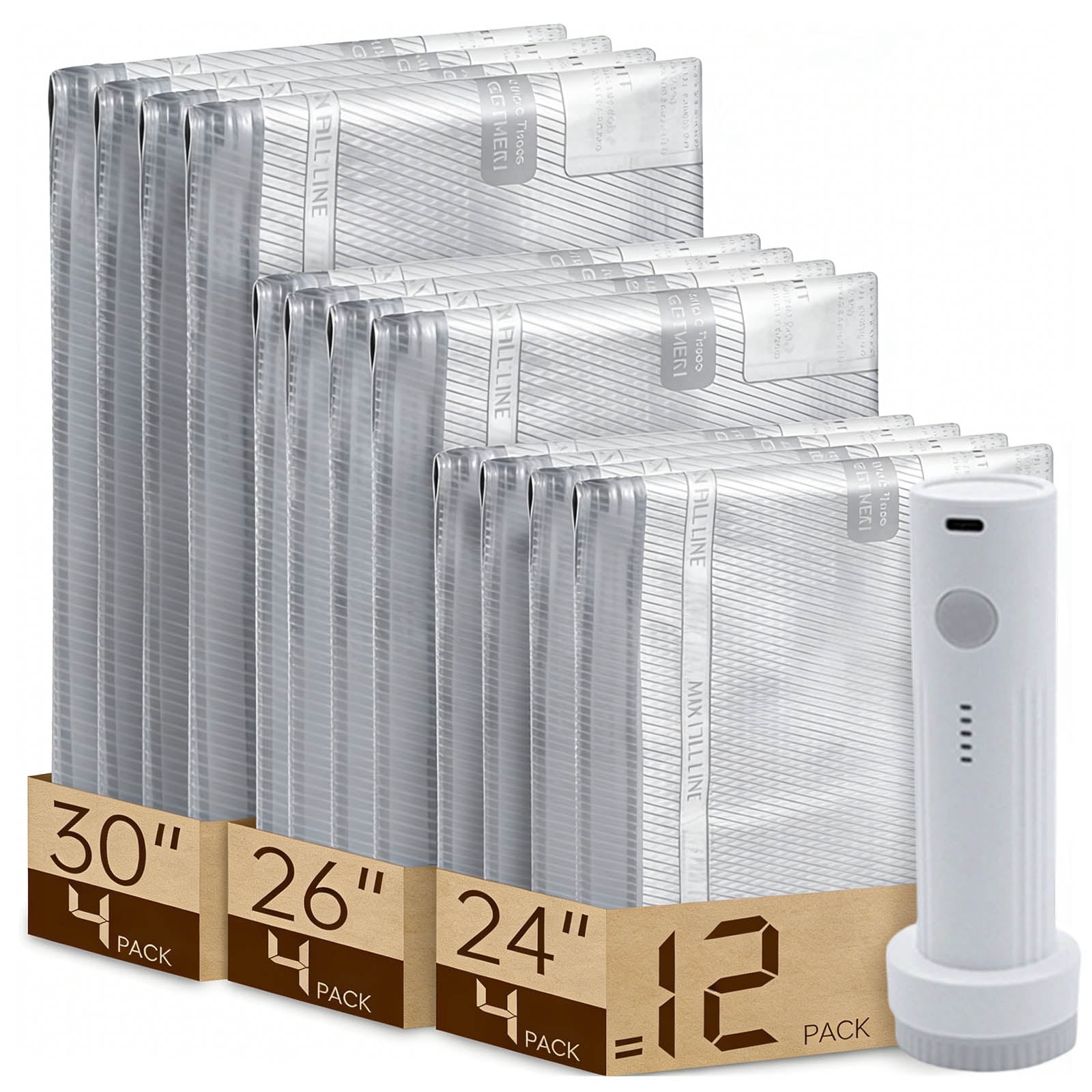 Cordless Travel Vacuum Bag Set with Wireless Charging Air Pump, 9/12/15/18 Pack Vacuum Storage Seal Bags for Clothing, Compression Packing for Clothes Suitcase Luggage